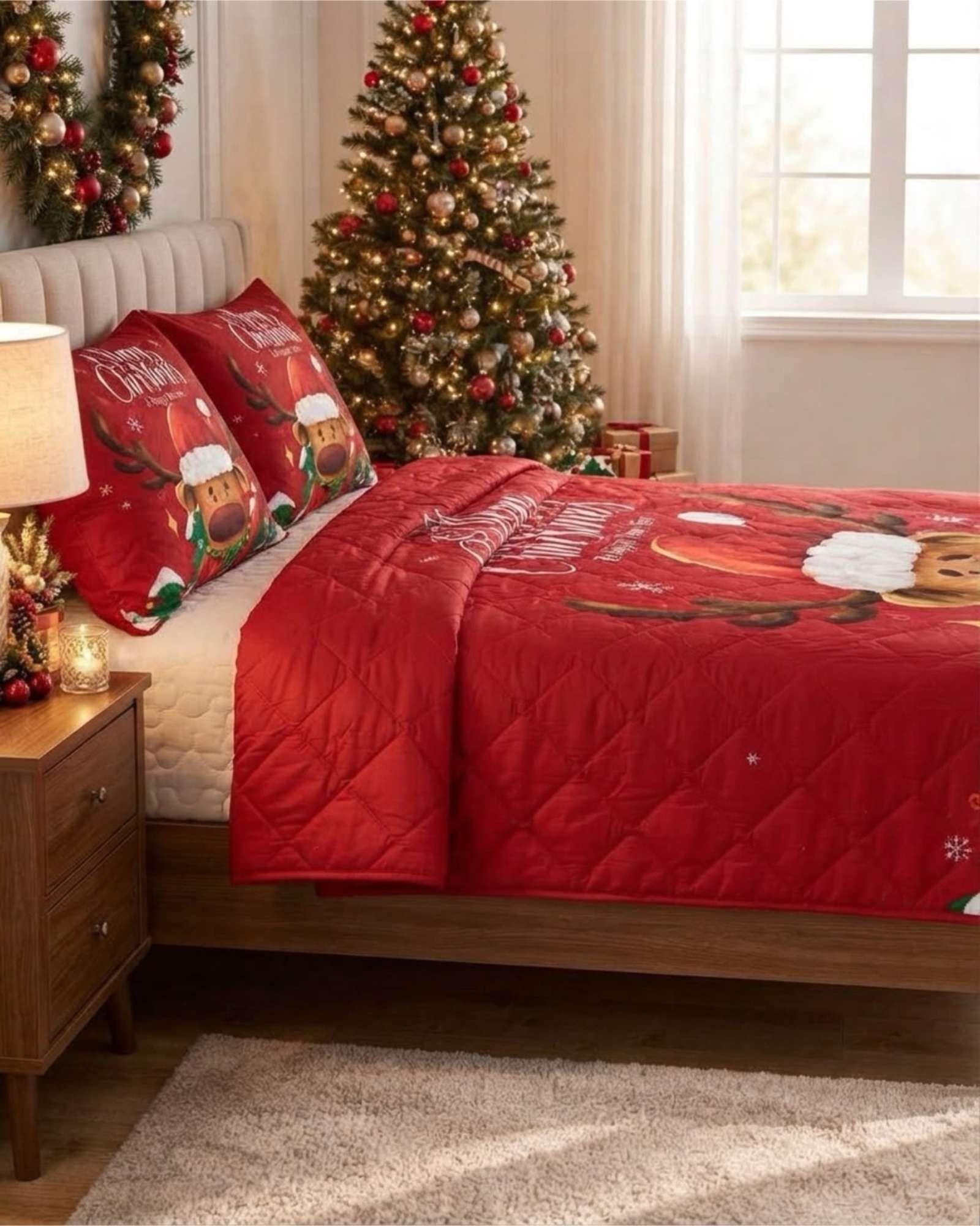 Cubrecama Quilt Navideño 2 Plazas con Diseño  A3-1