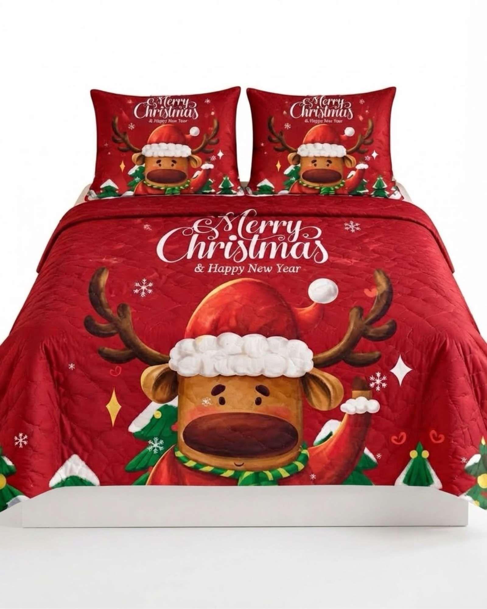 Cubrecama Quilt Navideño 2 Plazas con Diseño  A3-3