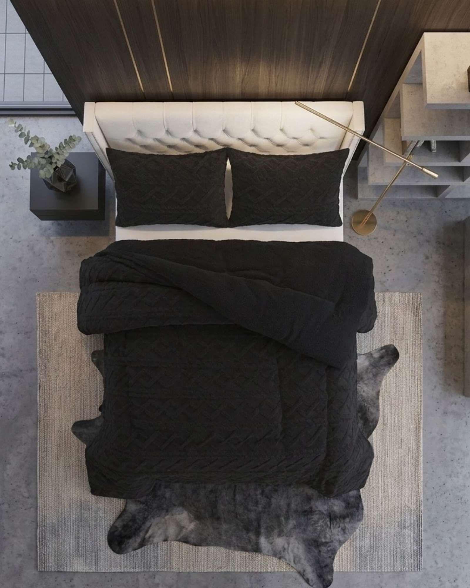 Juego de Cubrecama Sherpa con Relieve Trenzado  2 Plazas A03-4