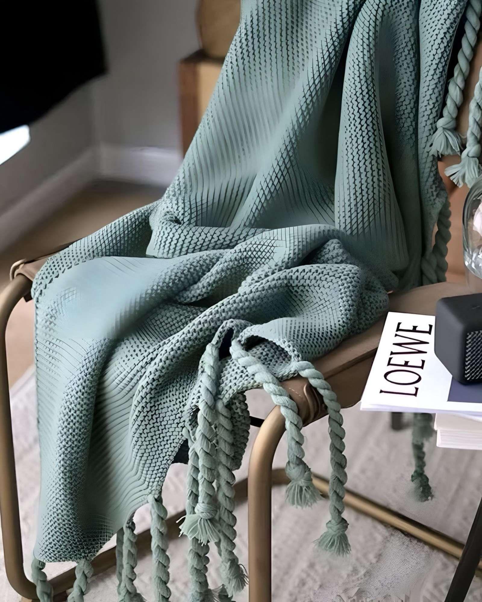 MANTA CHENILLE DECORATIVA CON FLECOS PARA CAMA O SOFA  ST4-2