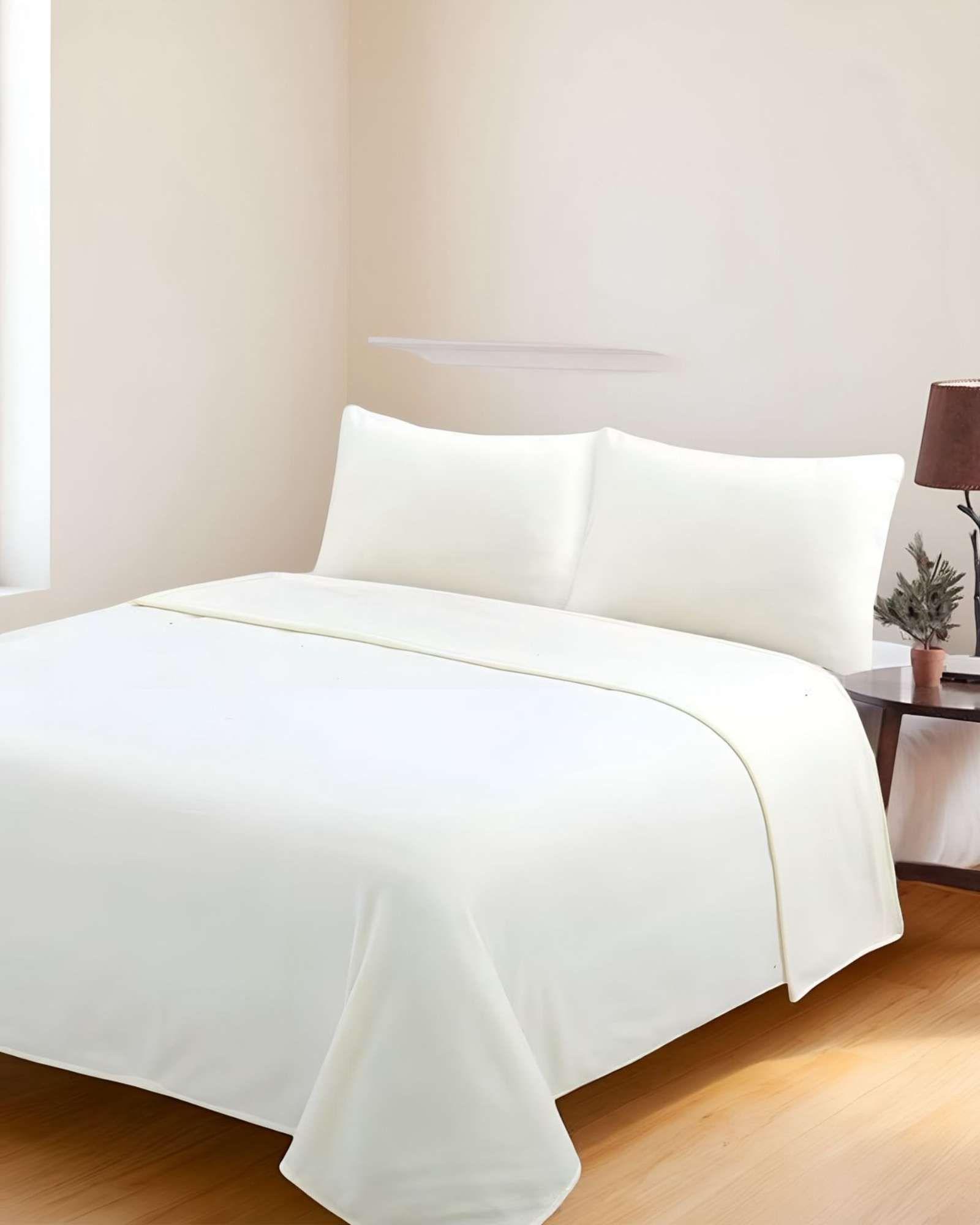Juego de Sábana de Polar Ultra Suave Máxima Calidez Blanca King-4