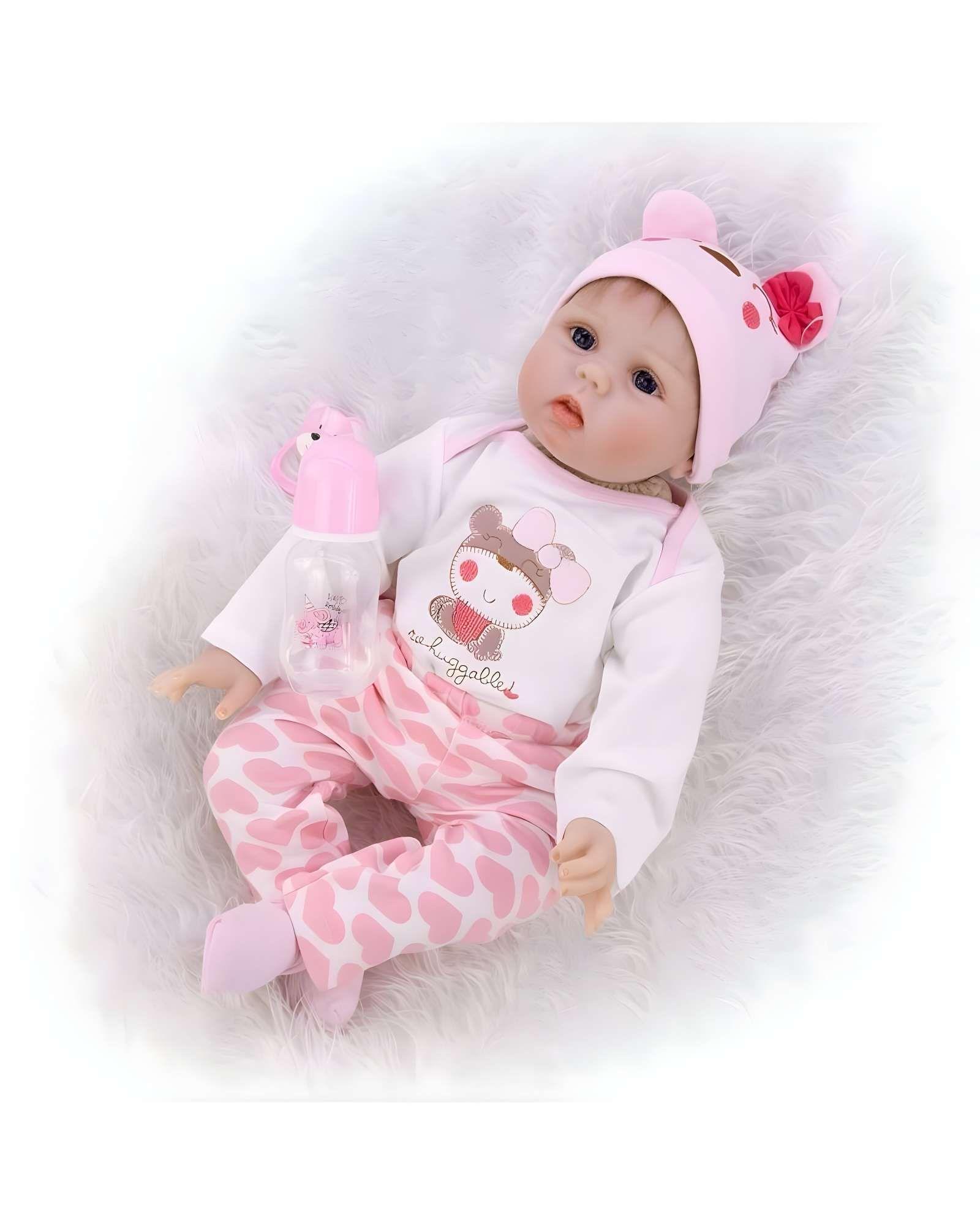 MUÑECA INFANTIL BEBE REALISTA SILICONA ROSADO R1-2