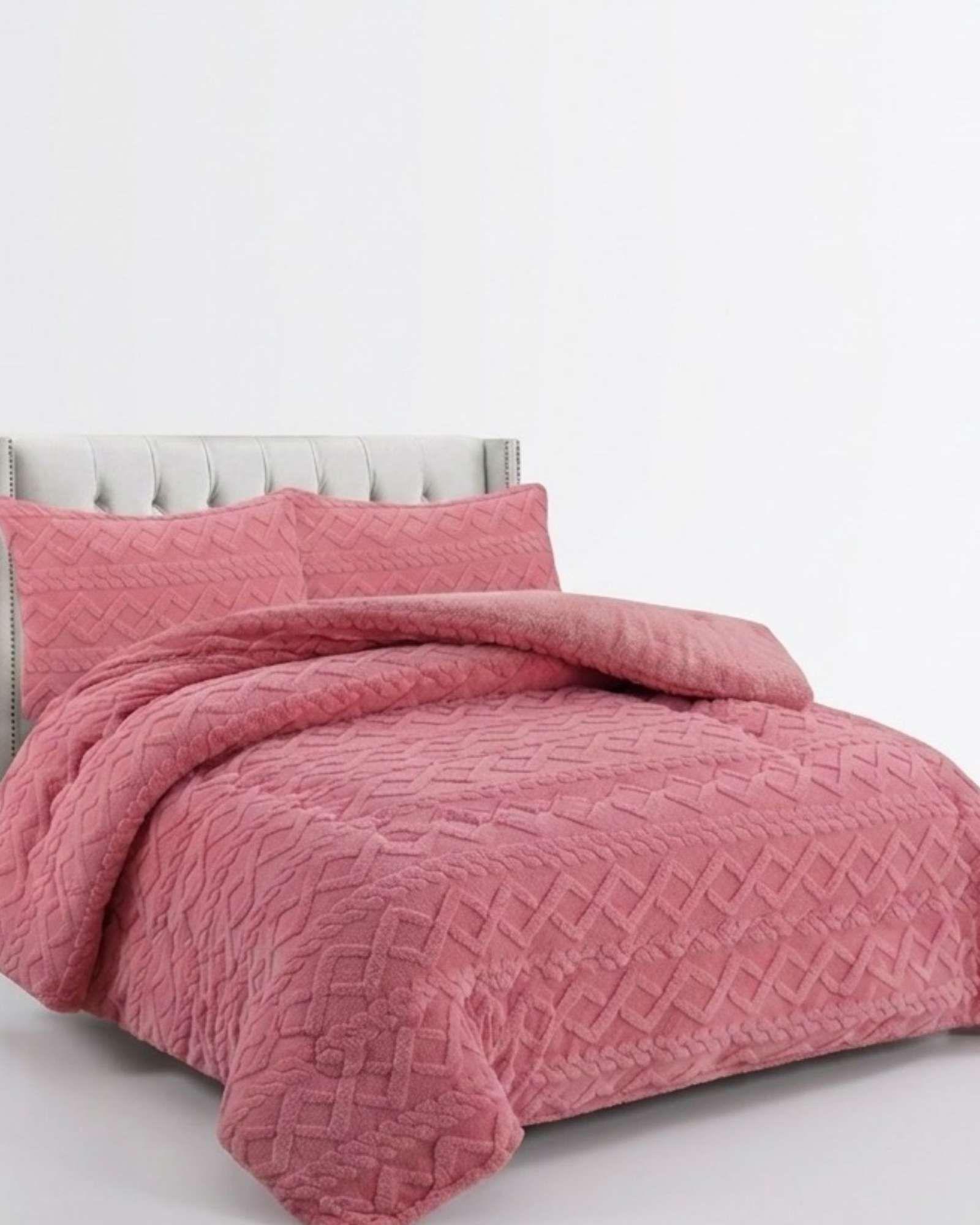 Juego de Cubrecama Sherpa con Relieve Trenzado  King A02-3