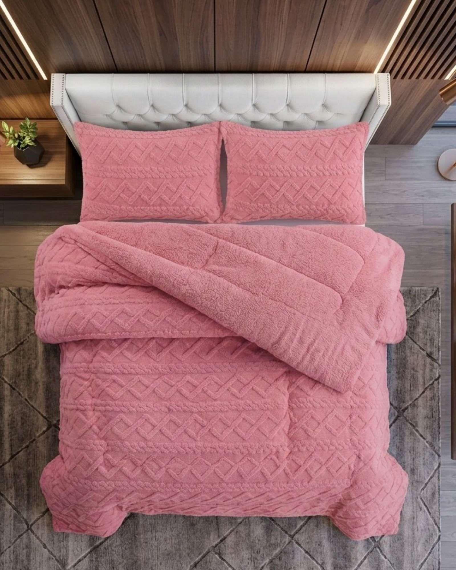 Juego de Cubrecama Sherpa con Relieve Trenzado  King A02-4