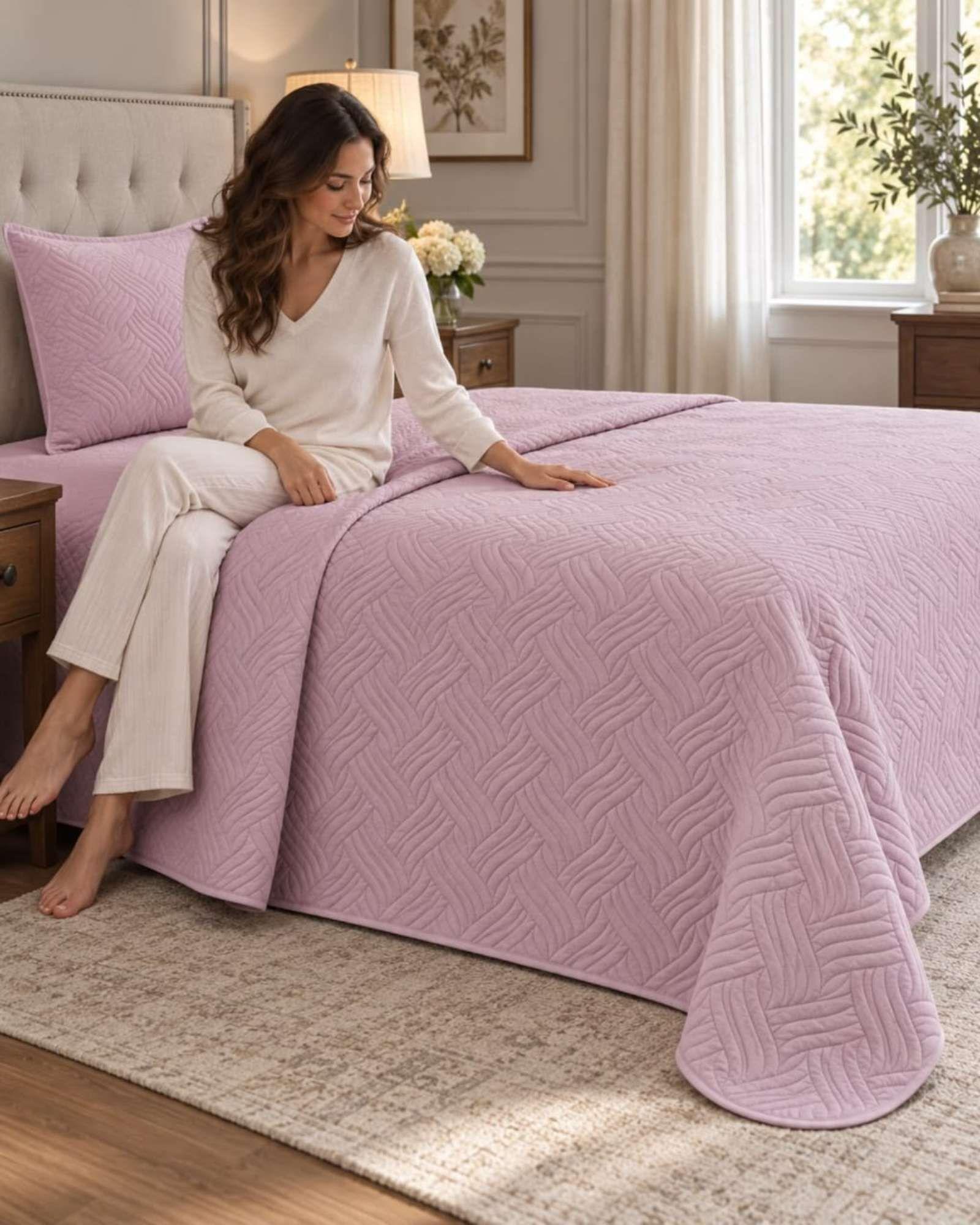 Cubrecama Quilt de Plaza y Media Con Funda De Almohada C25-1