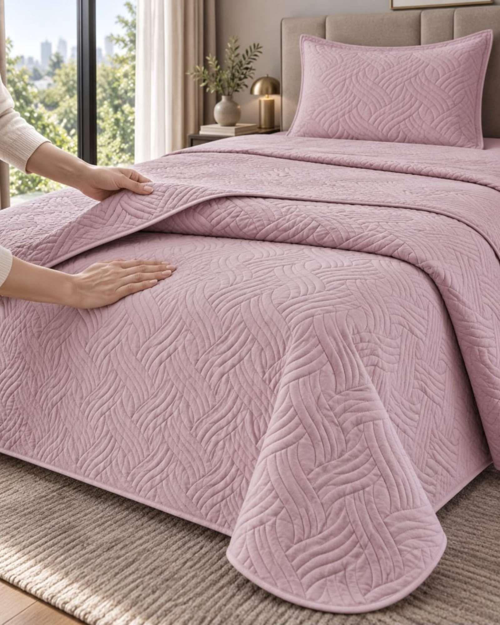 Cubrecama Quilt de Plaza y Media Con Funda De Almohada C25-4