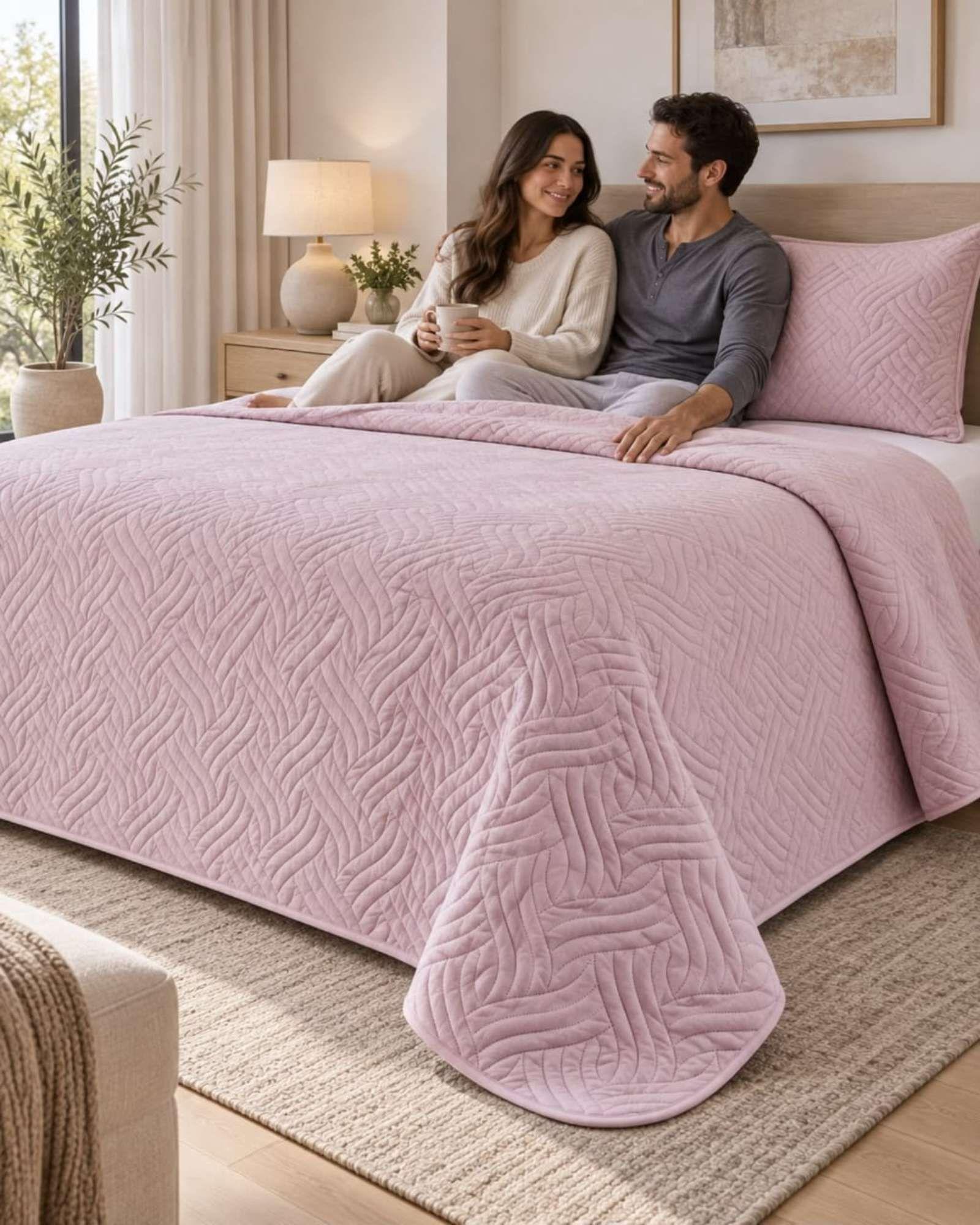 Cubrecama Quilt de Plaza y Media Con Funda De Almohada C25-2