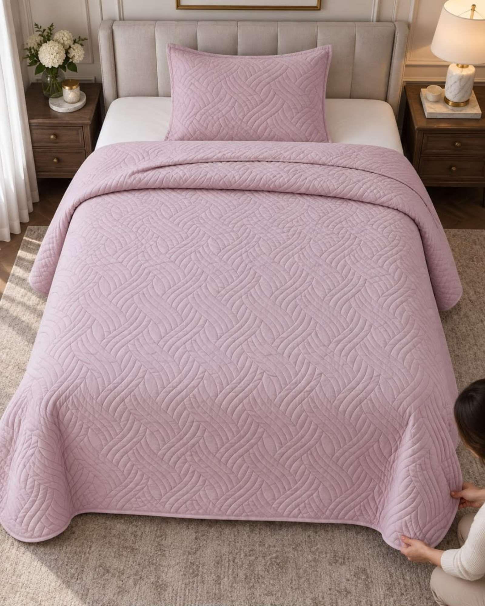 Cubrecama Quilt de Plaza y Media Con Funda De Almohada C25-3