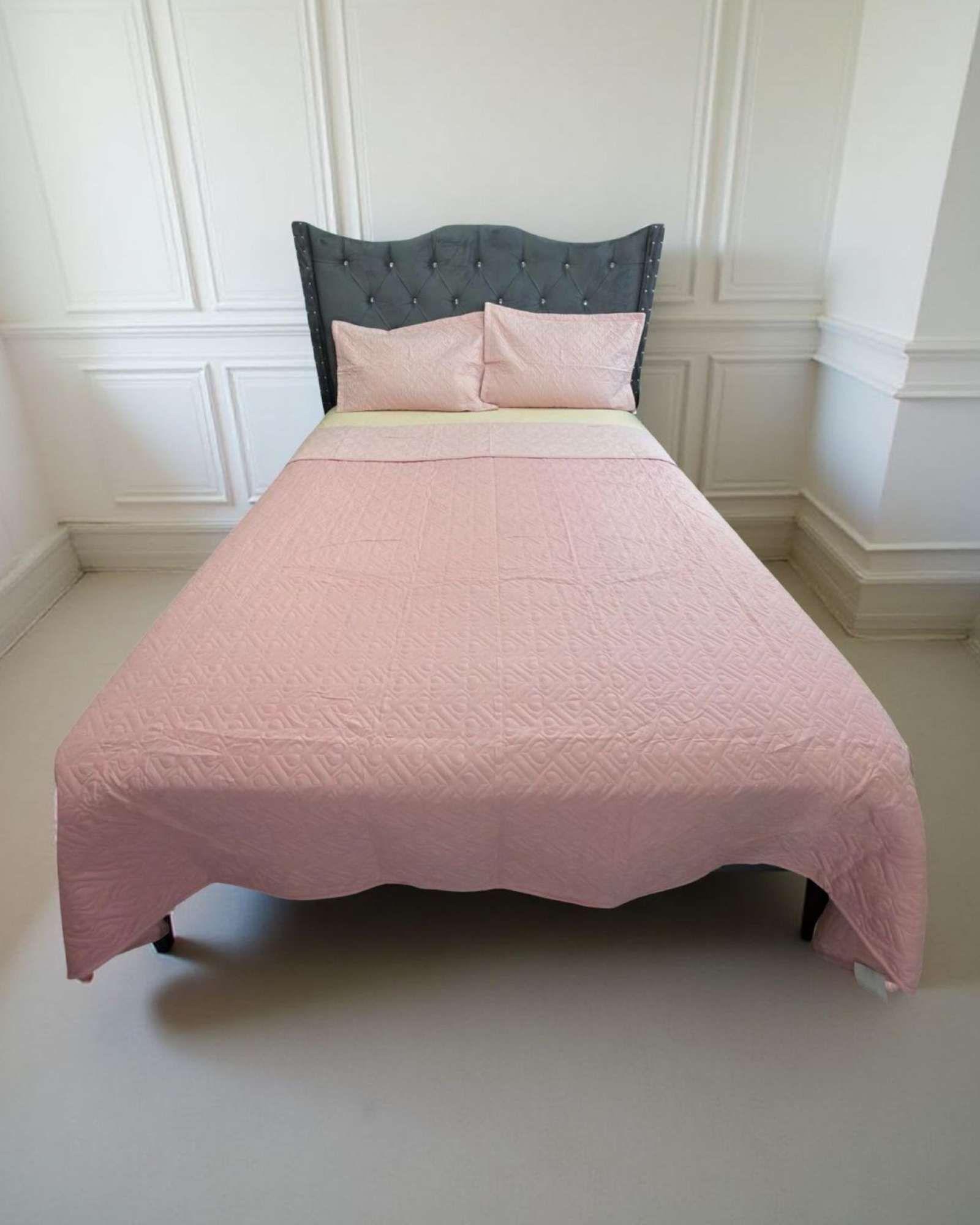 CUBRECAMA QUILT DE LUJO VERANO DELGADO PLAZA Y MEDIA ROSA I40-3