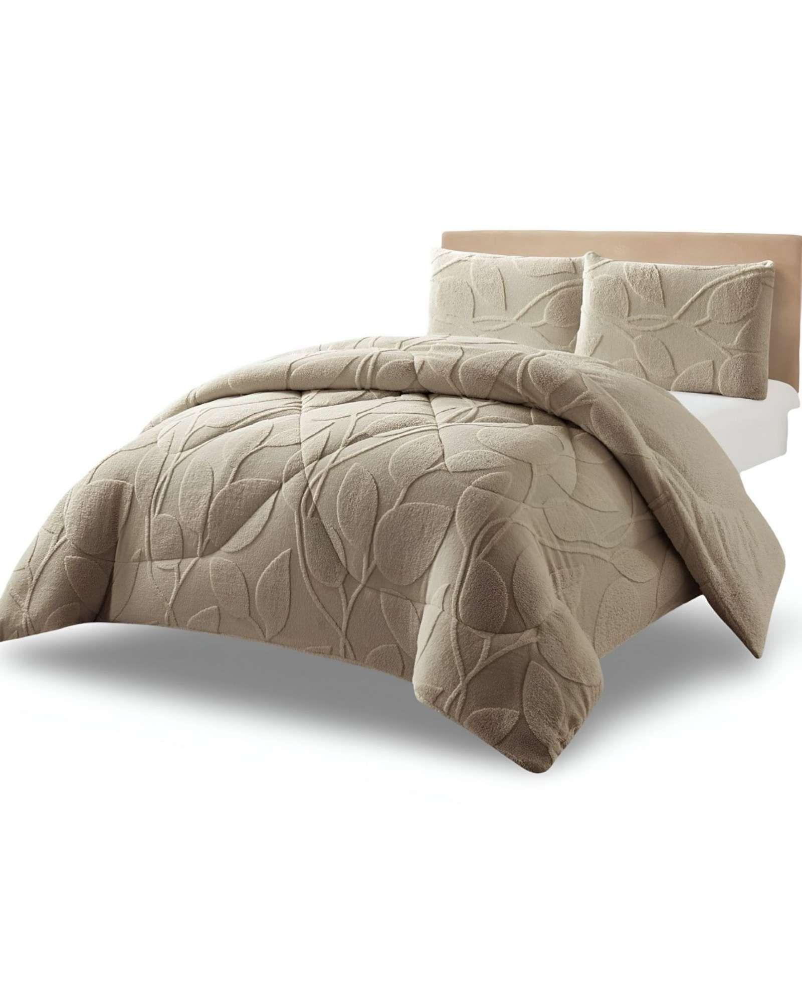 Cubrecama Acolchado con chiporro diseño Texturizado Hojas 2 Plazas  TF7-4