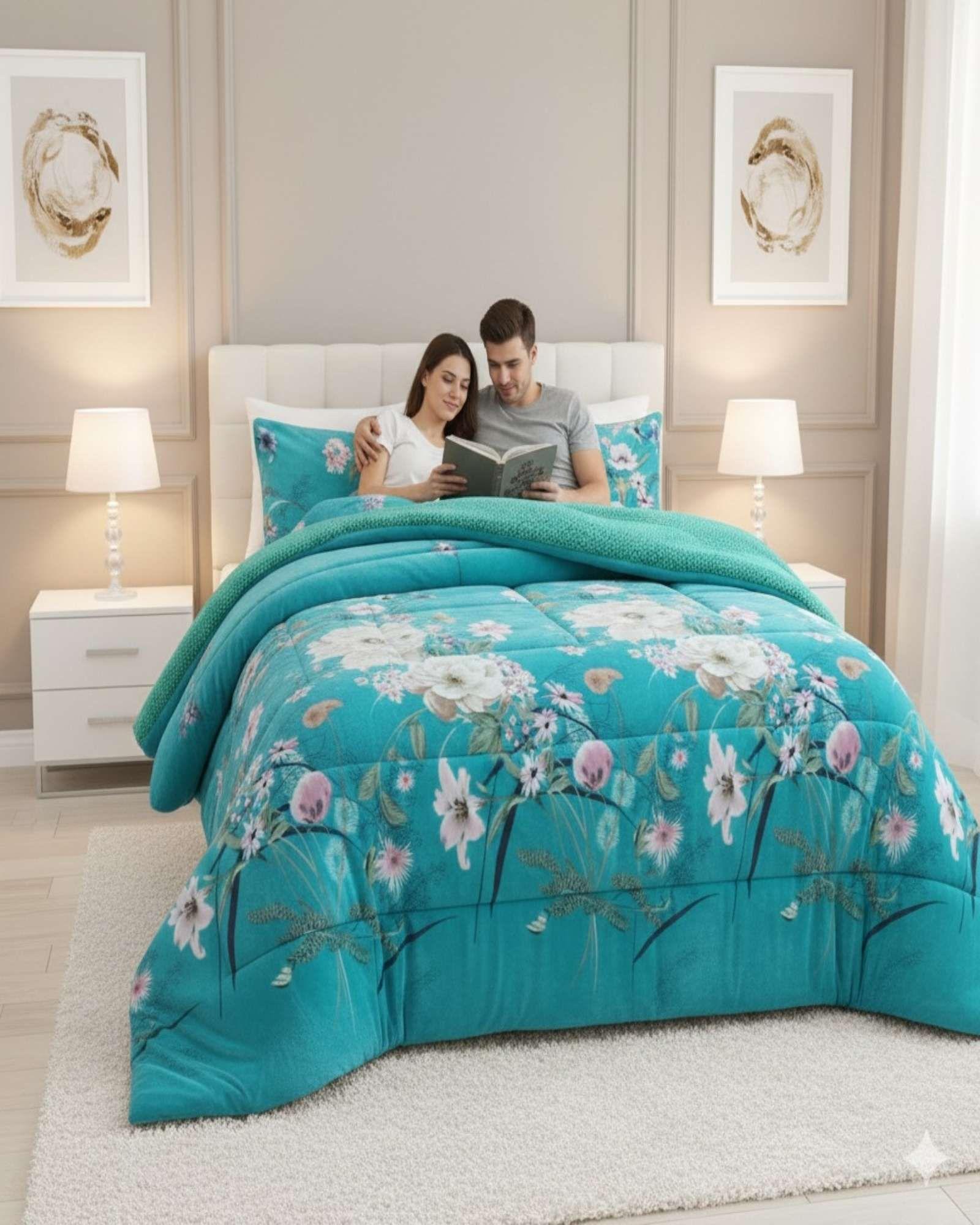 Cubrecama Plush con  Chiporro de Invierno 2 Plazas verde-2