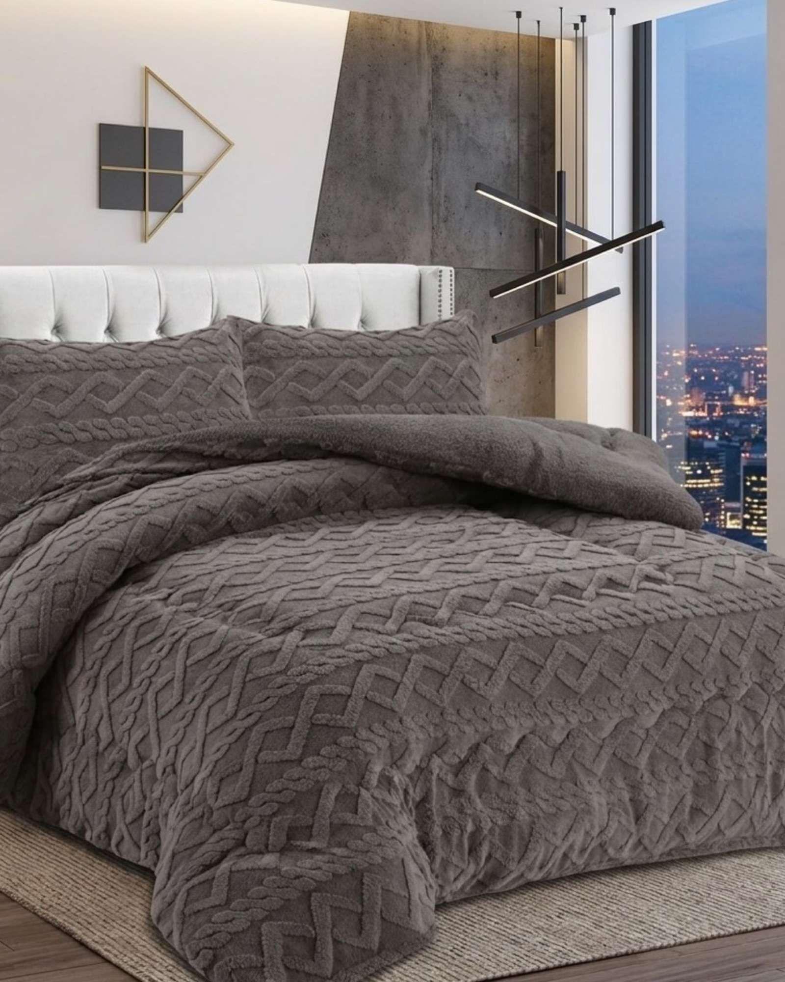 Juego de Cubrecama Sherpa con Relieve Trenzado  King A07-2