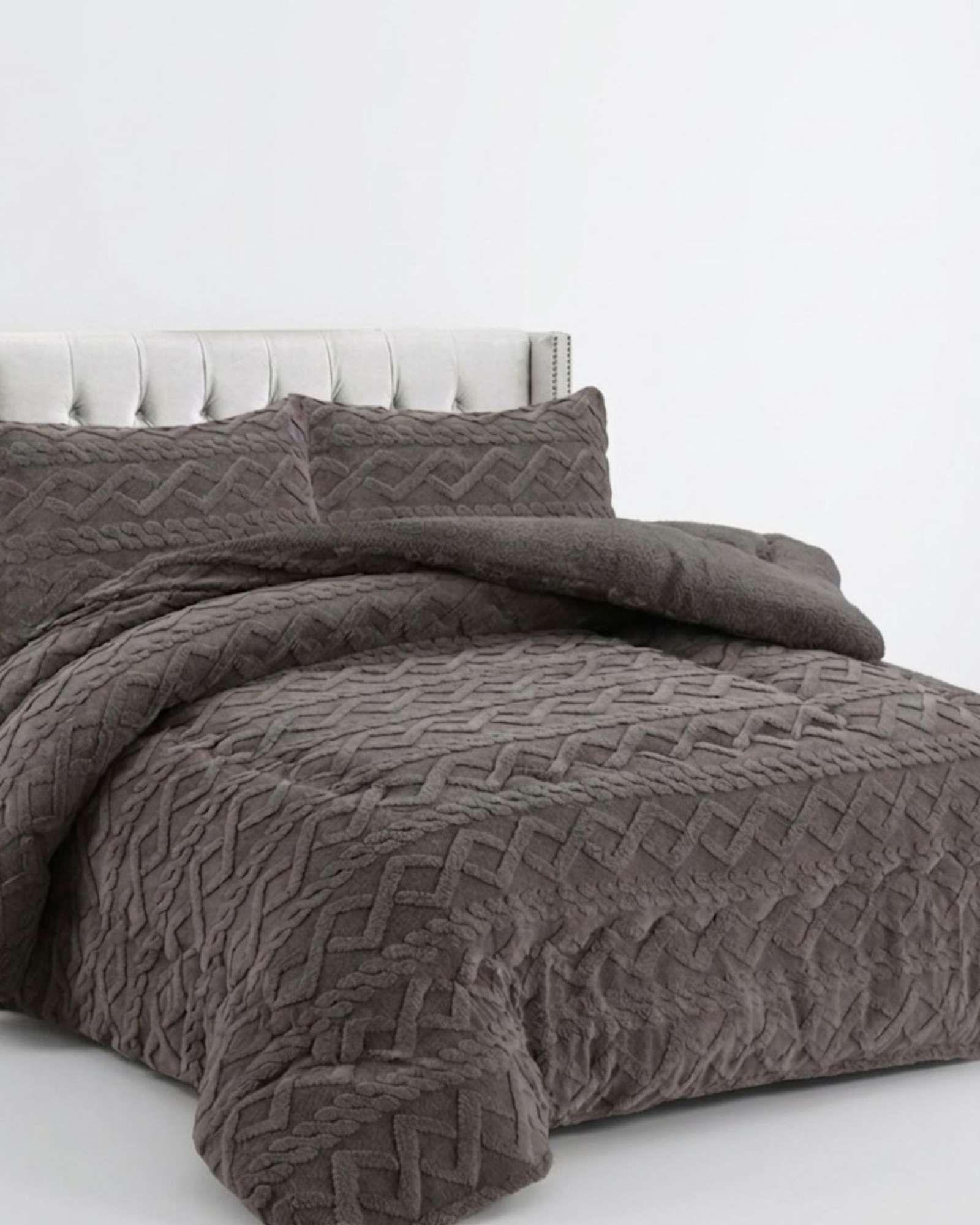 Juego de Cubrecama Sherpa con Relieve Trenzado  King A07-3