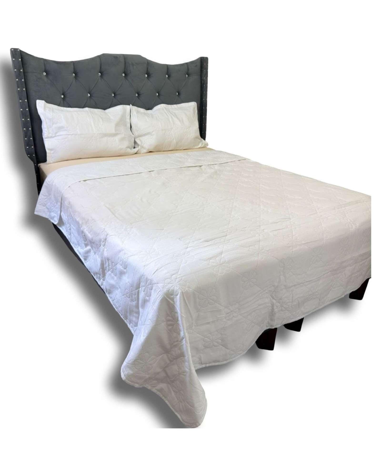 CUBRECAMA QUILT DE LUJO VERANO DELGADO 2 PLAZAS BLANCO INVIERNO-2
