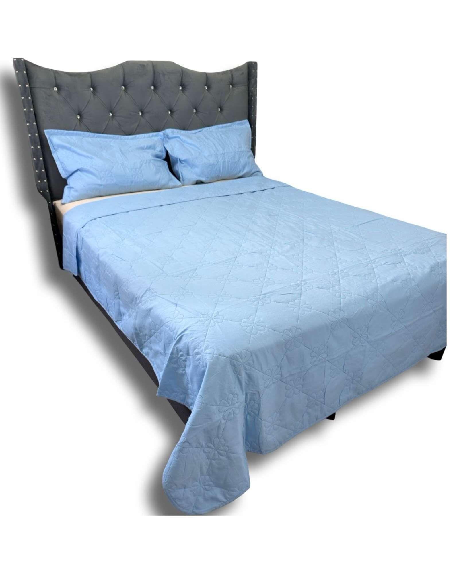 CUBRECAMA QUILT DE LUJO VERANO DELGADO KING CELESTE-2