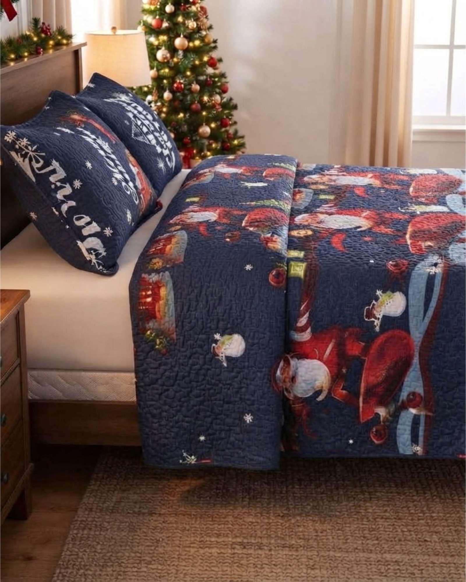 Cubrecama Quilt Navideño 2 Plazas con Diseño  A5-3