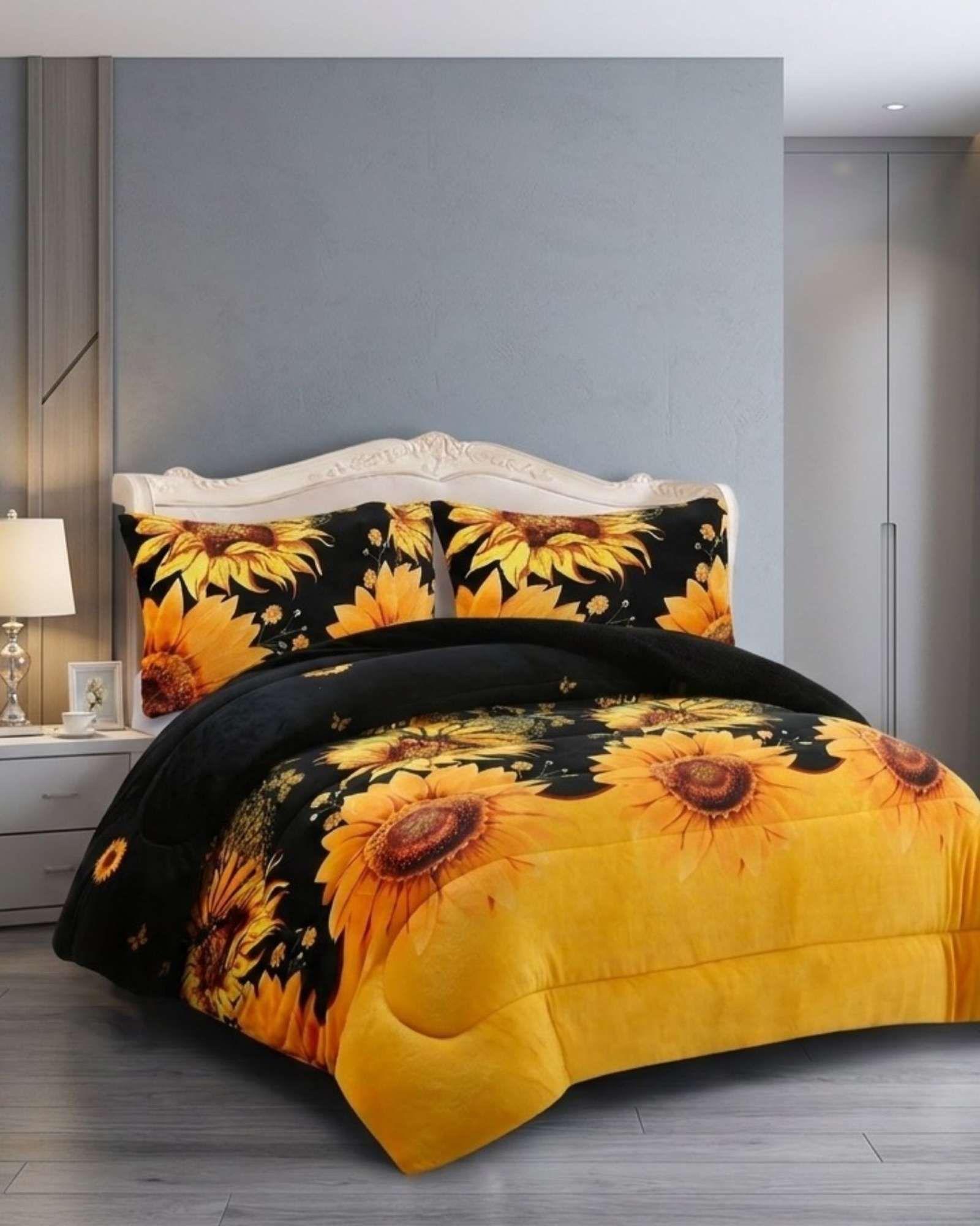 Juego de Cama Cubrecama Con Sherpa Quilting Premium 2 Plazas 10-3