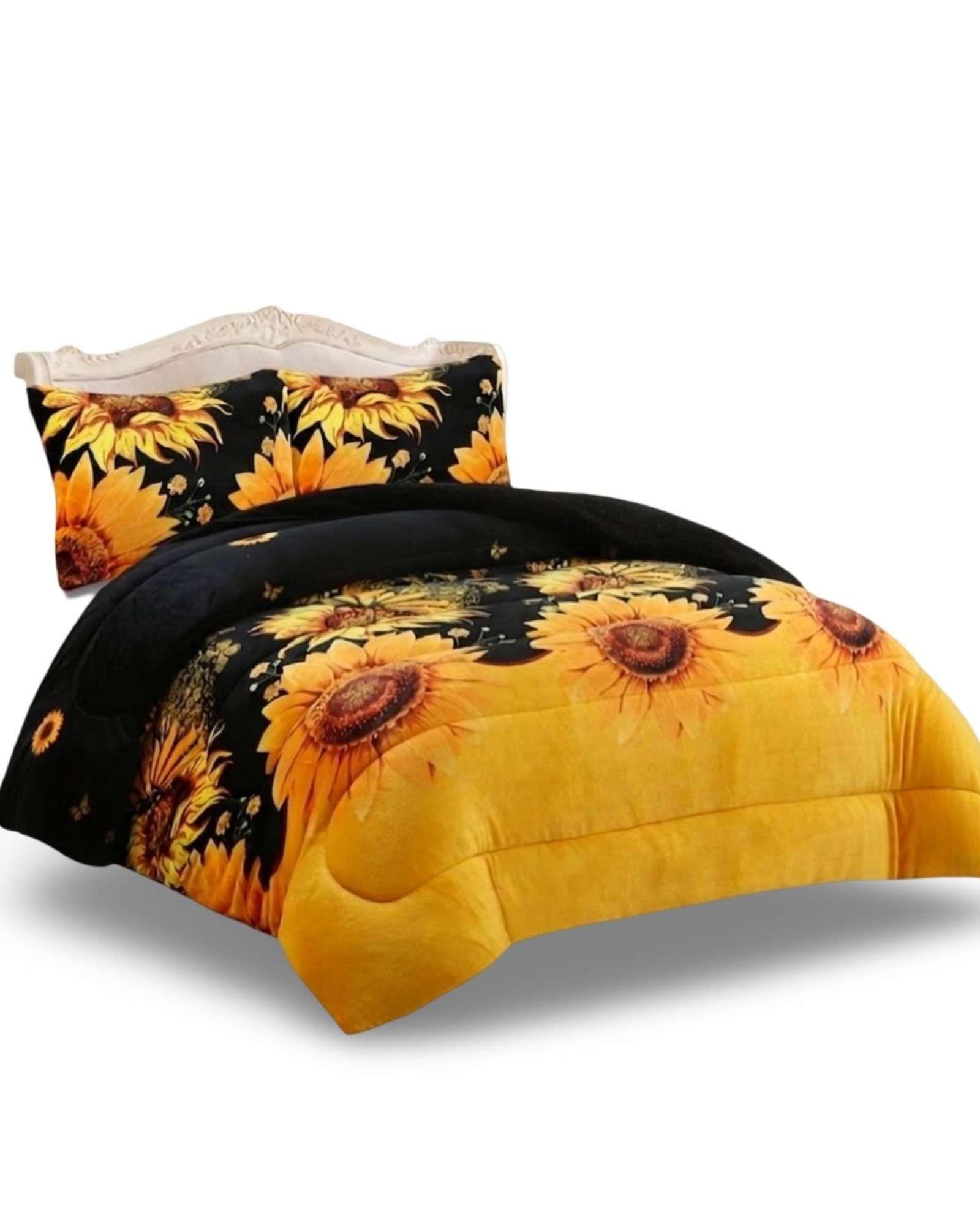 Juego de Cama Cubrecama Con Sherpa Quilting Premium 2 Plazas 10-4