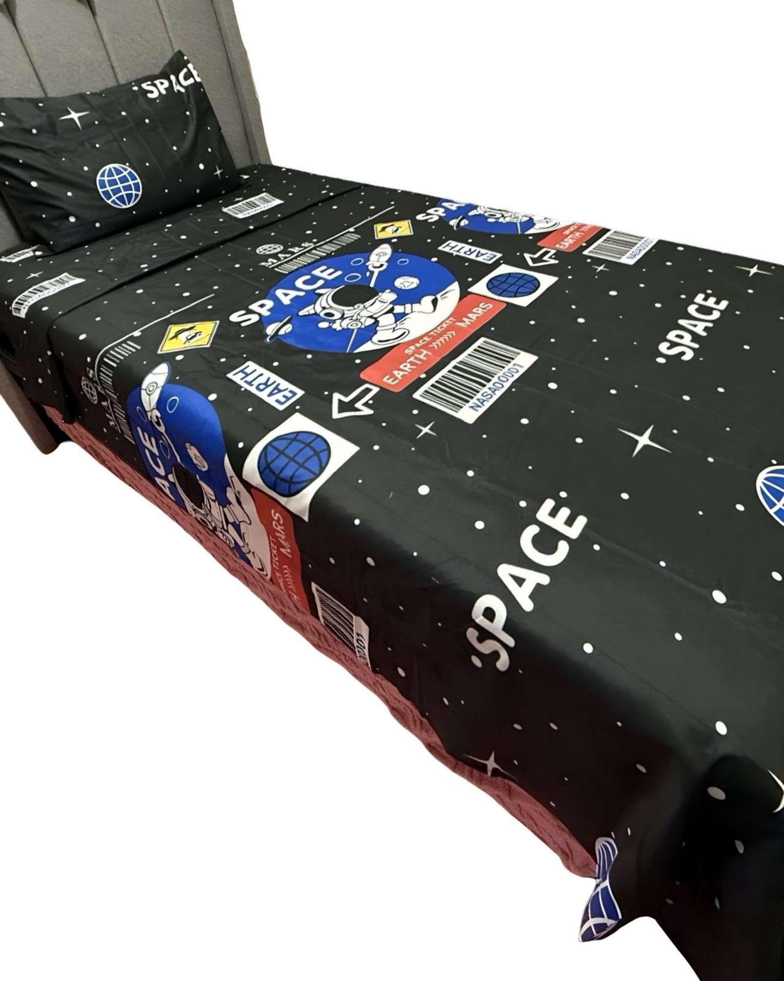 Juego de Sábanas Diseño infantil plaza y media Astronauta  Espacio -3