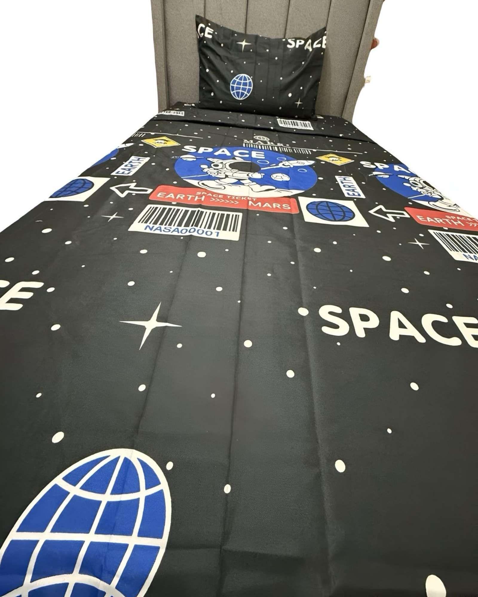 Juego de Sábanas Diseño infantil plaza y media Astronauta  Espacio -4