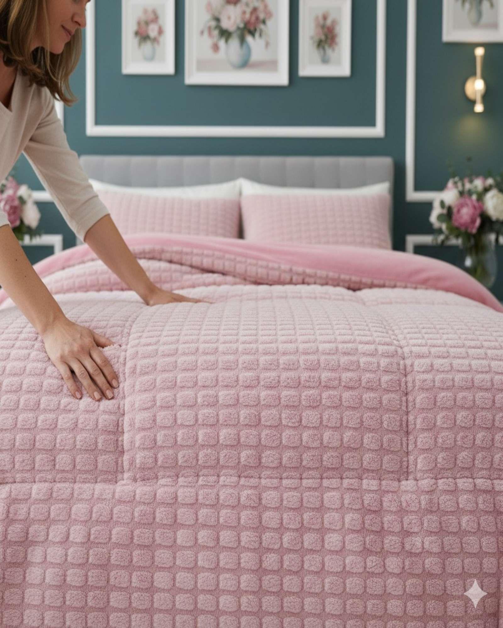 Cubrecama Premium Plush y Chiporro  Invierno 2 Plazas  blanco-2