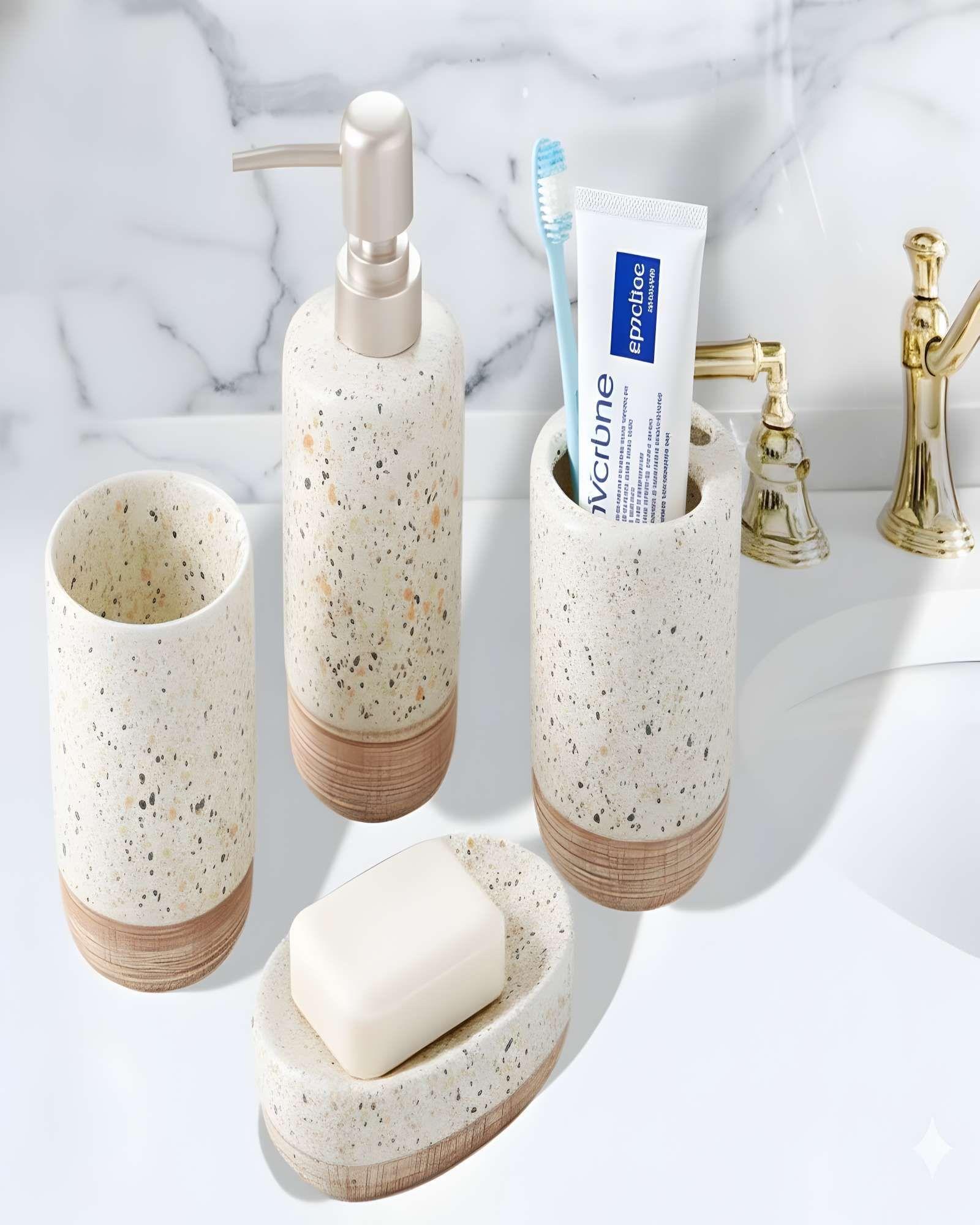 Set de Accesorios de Baño Lujoso 4 Piezas  Diseño Moderno Premium-4