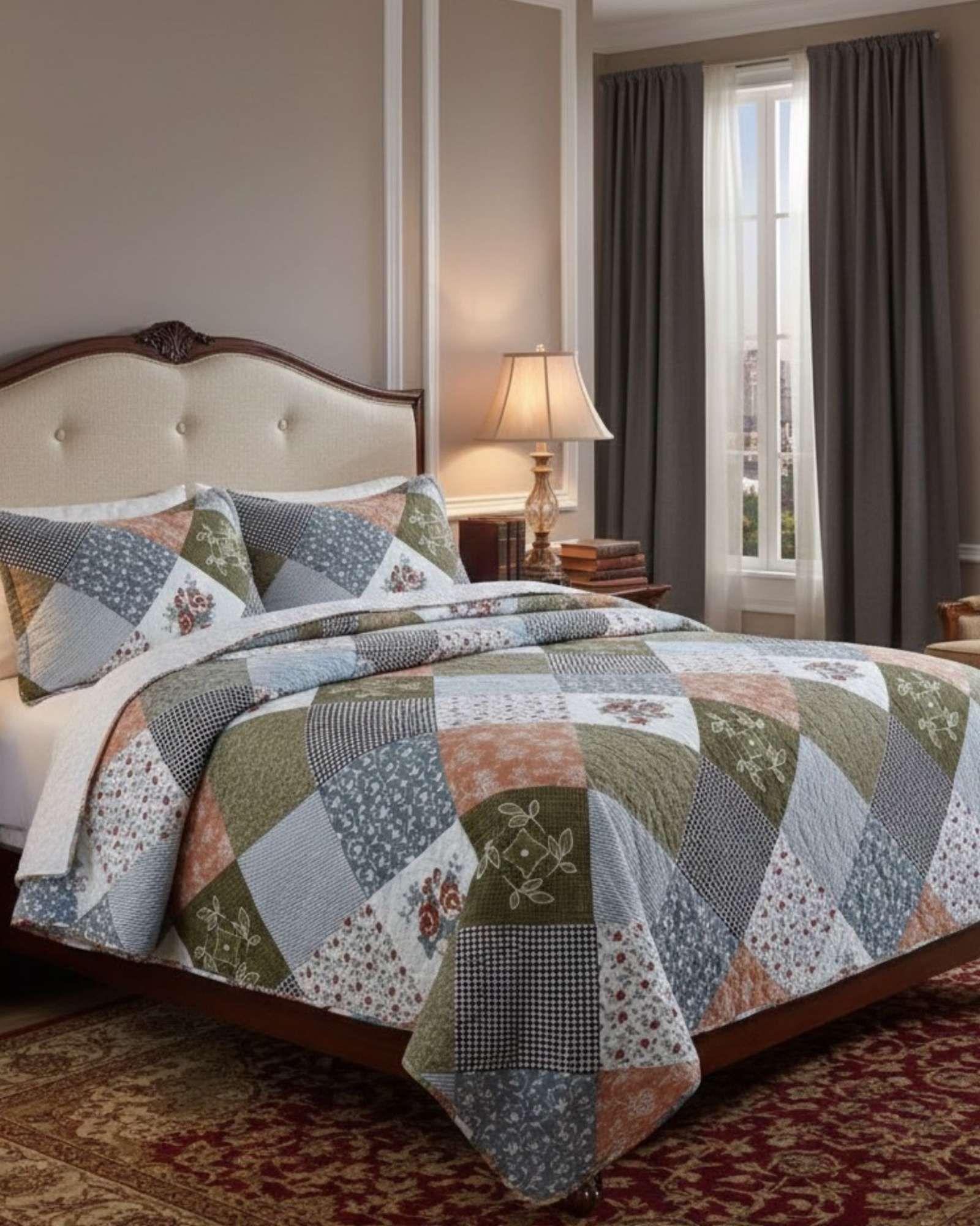 CUBRECAMA QUILT CON SHERPA 2 PLAZA 230 CM X 250 CM B32-3