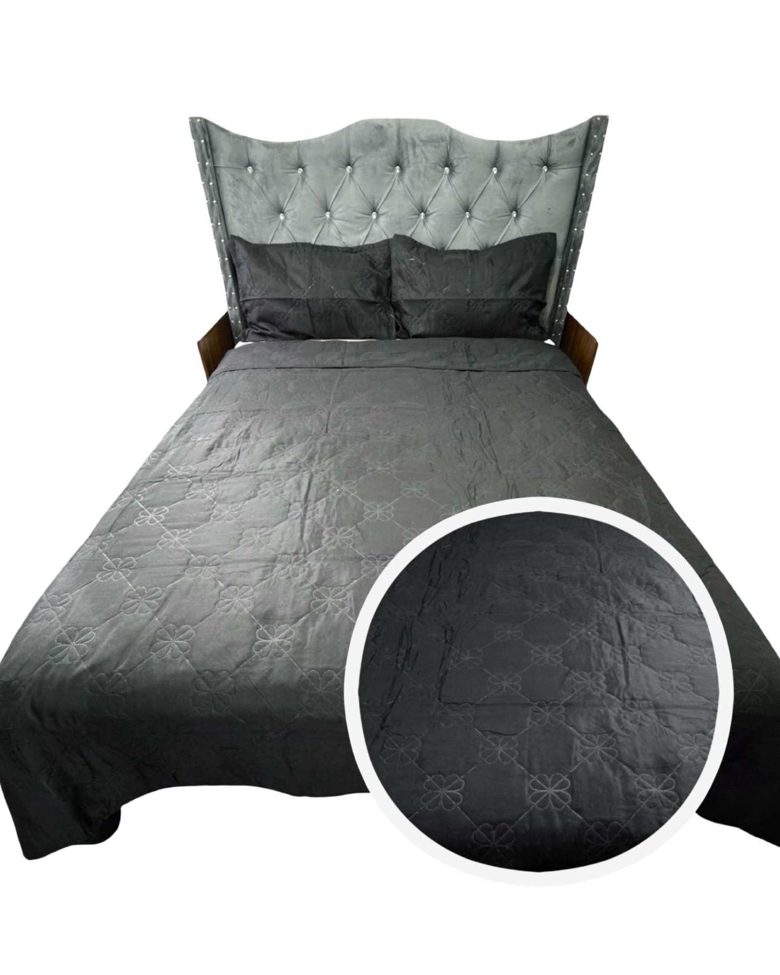 CUBRECAMA QUILT DE LUJO VERANO DELGADO KING NEGRO-0
