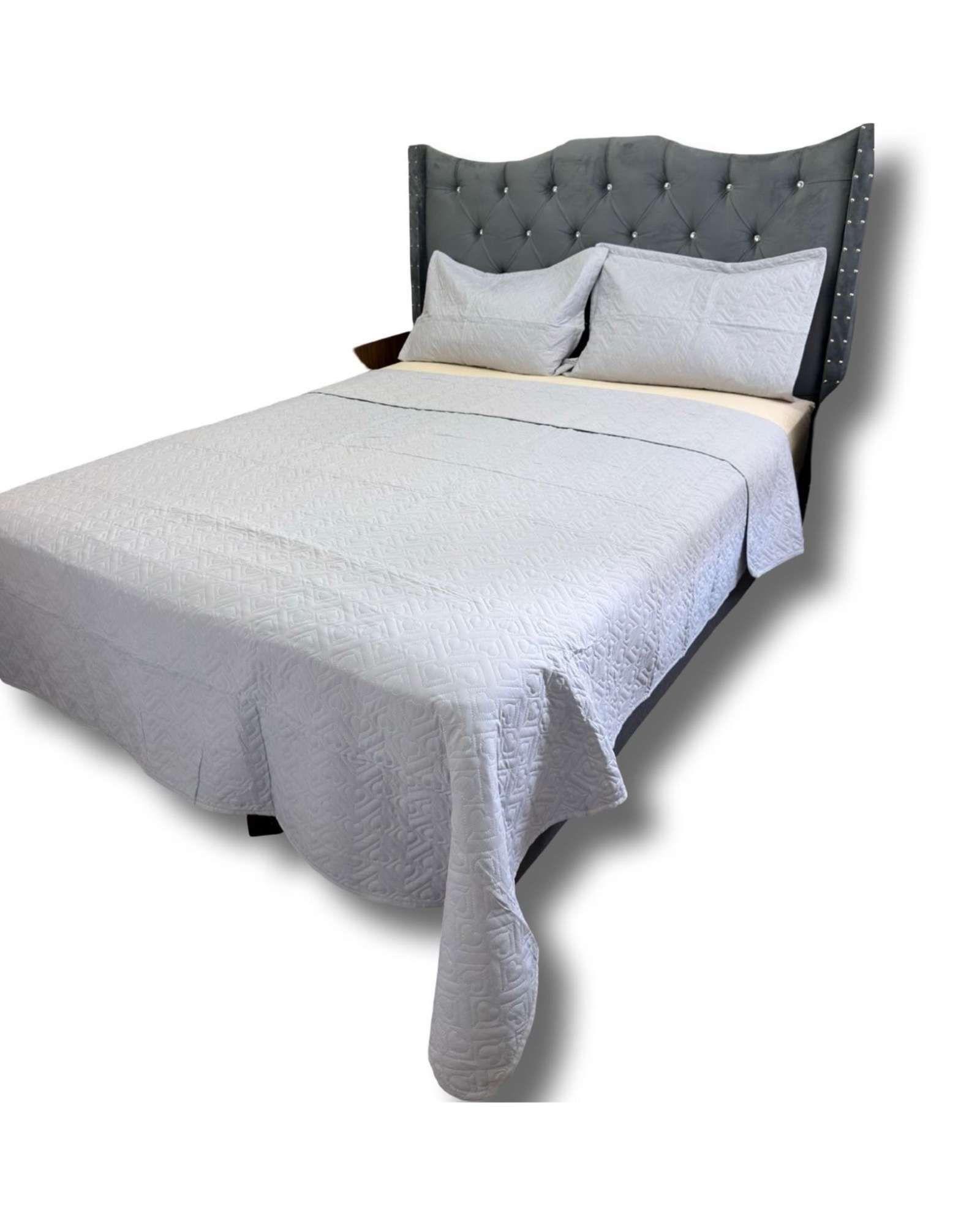 CUBRECAMA QUILT DE LUJO VERANO DELGADO PLAZA Y MEDIA GRIS I38-1