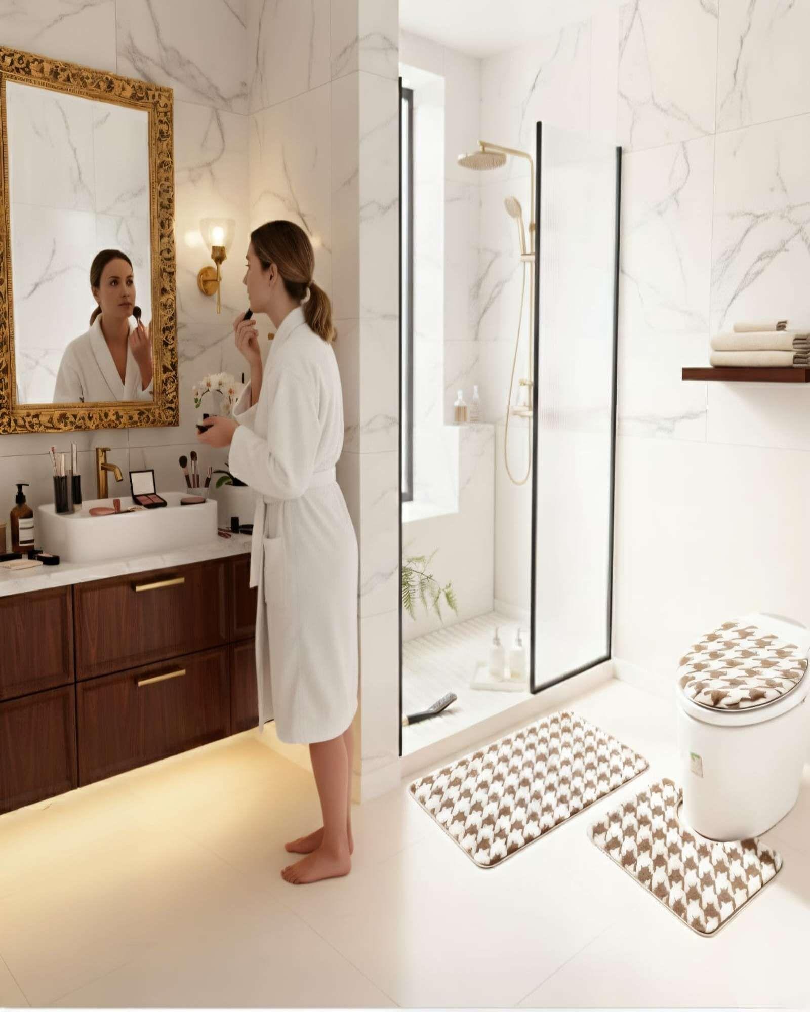 SET DE BAÑO 3 PIEZAS PREMIUM DISEÑOS EXCLUSIVOS Y TEXTURA ULTRA SUAVE A1-2