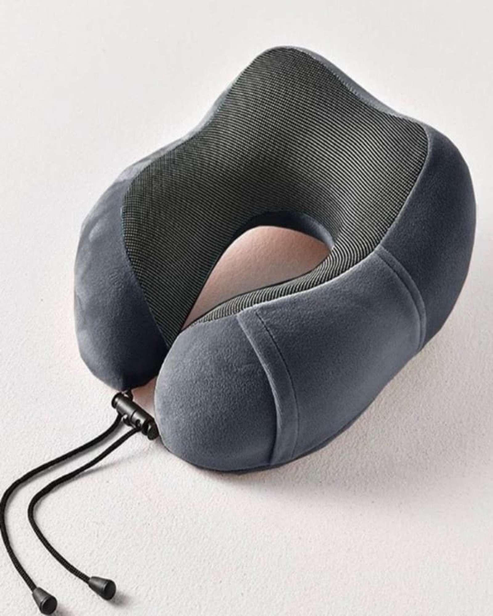 Cómoda Almohada De Cuello Viaje tela magnetica gris-3