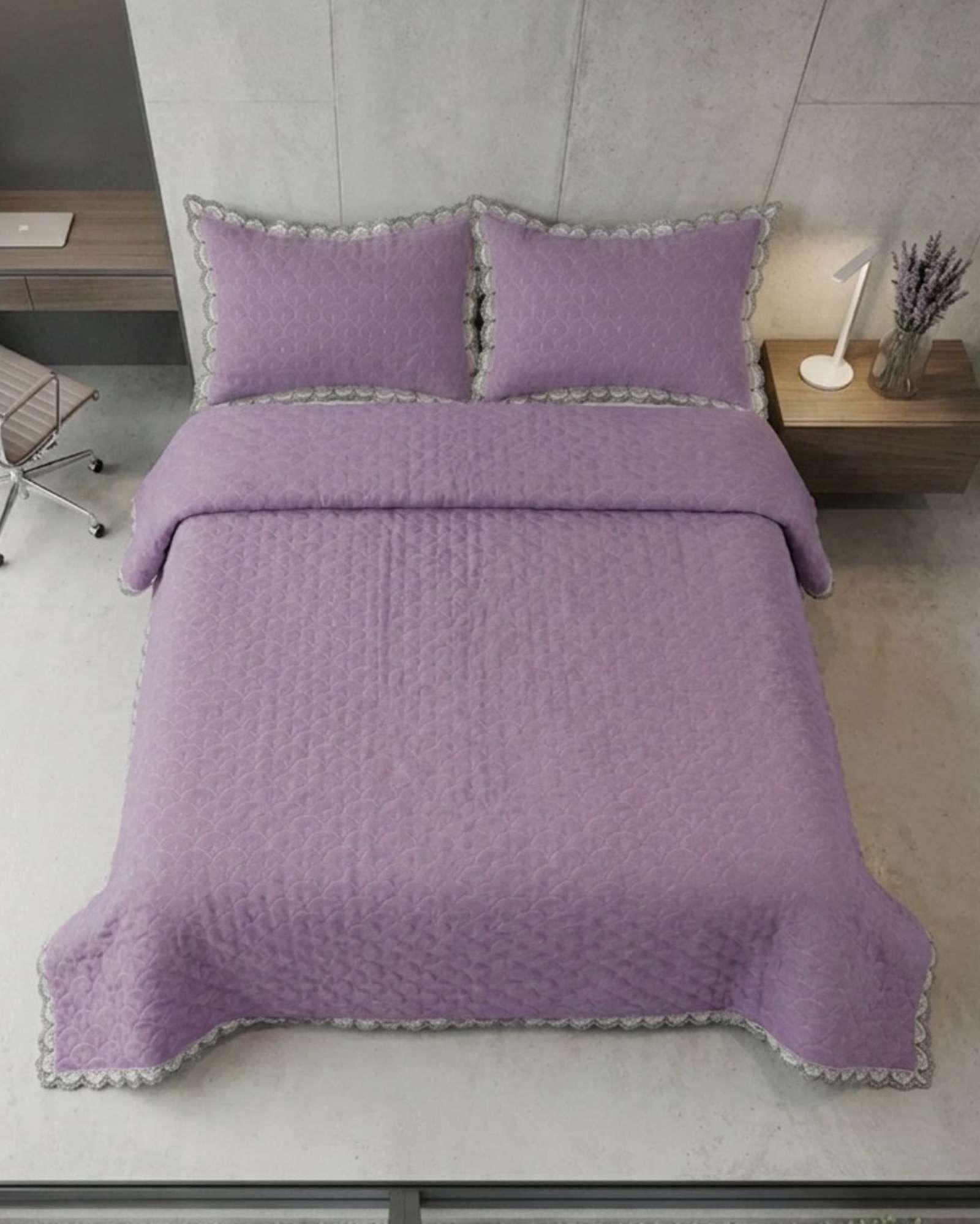 Cubrecama Quilt Diseño Escamas 2 Plazas + Fundas04-0