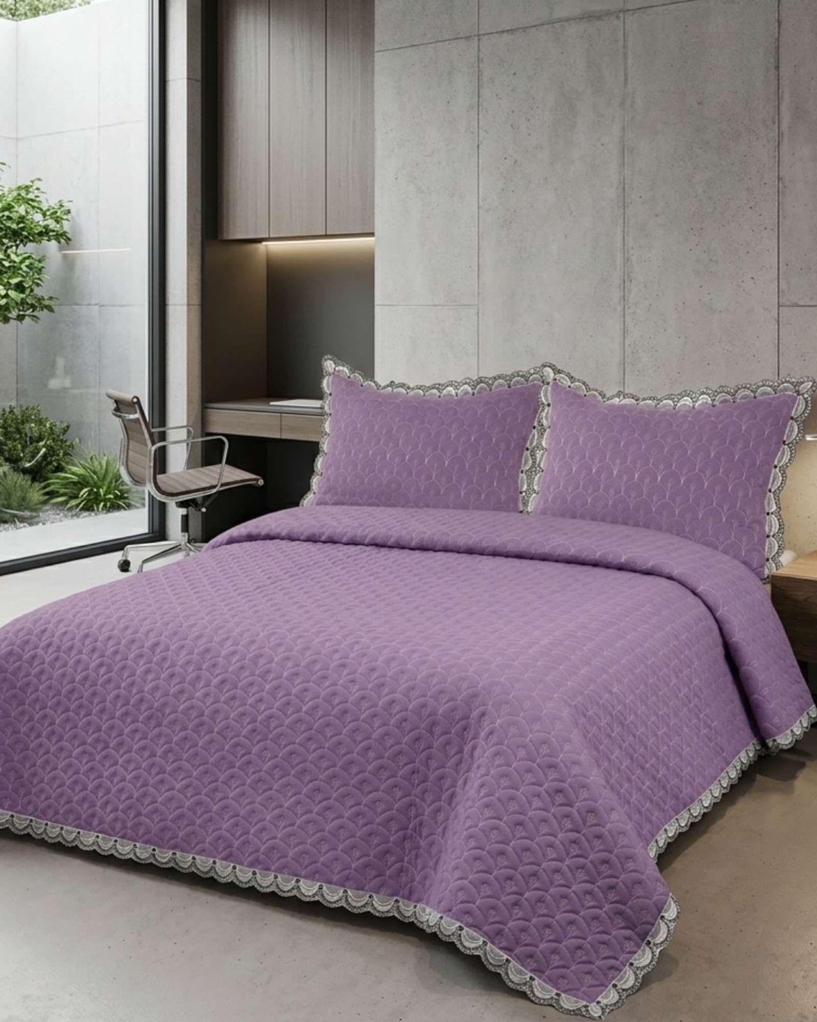 Cubrecama Quilt Diseño Escamas 2 Plazas + Fundas04-1