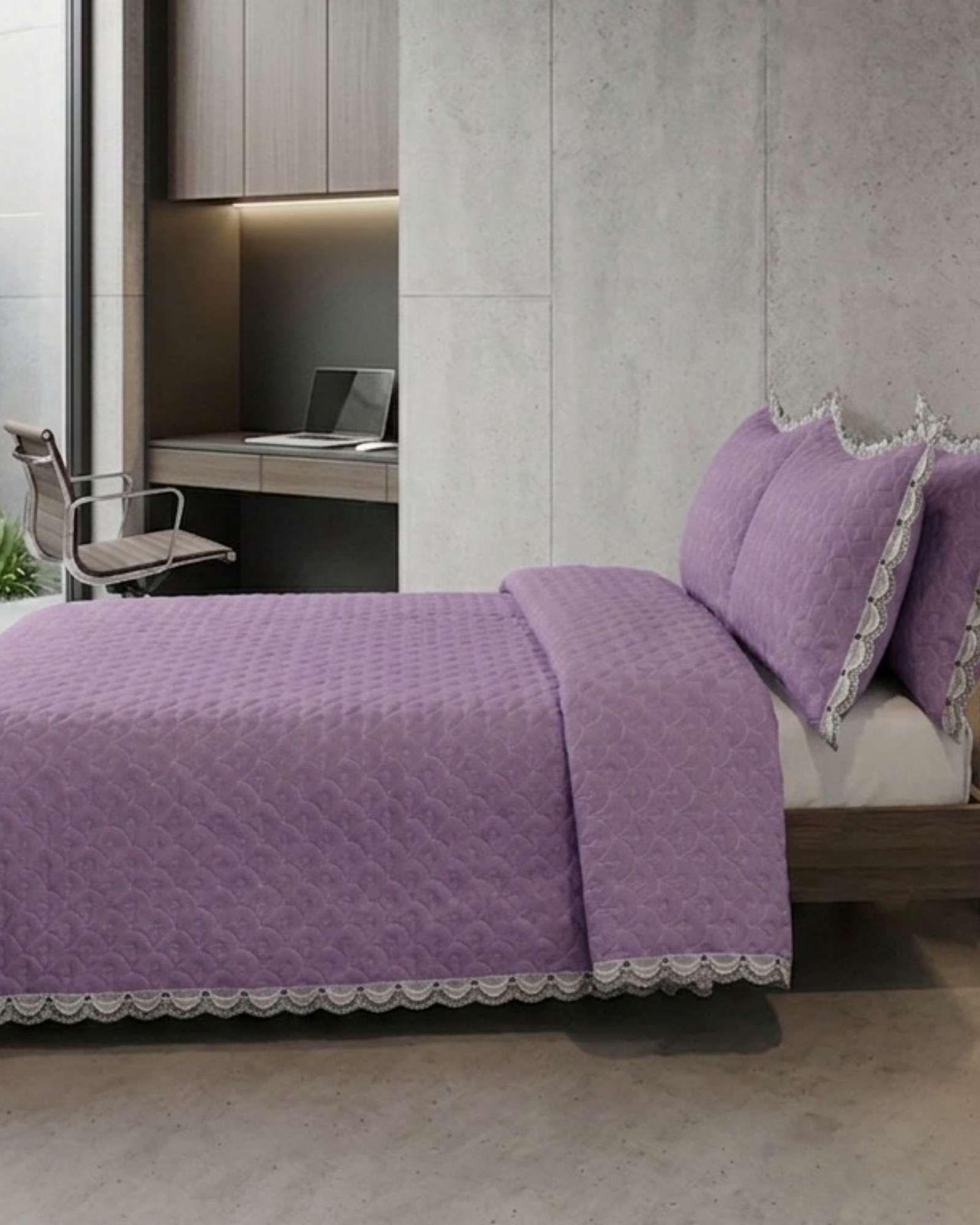 Cubrecama Quilt Diseño Escamas 2 Plazas + Fundas04-3