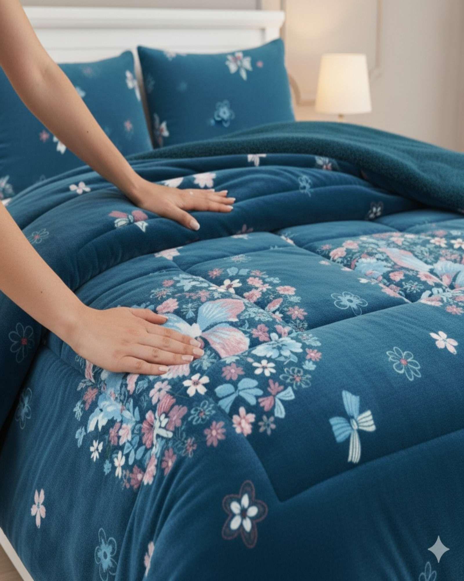 Cubrecama king Premium Plush y Chiporro  Invierno azul-2