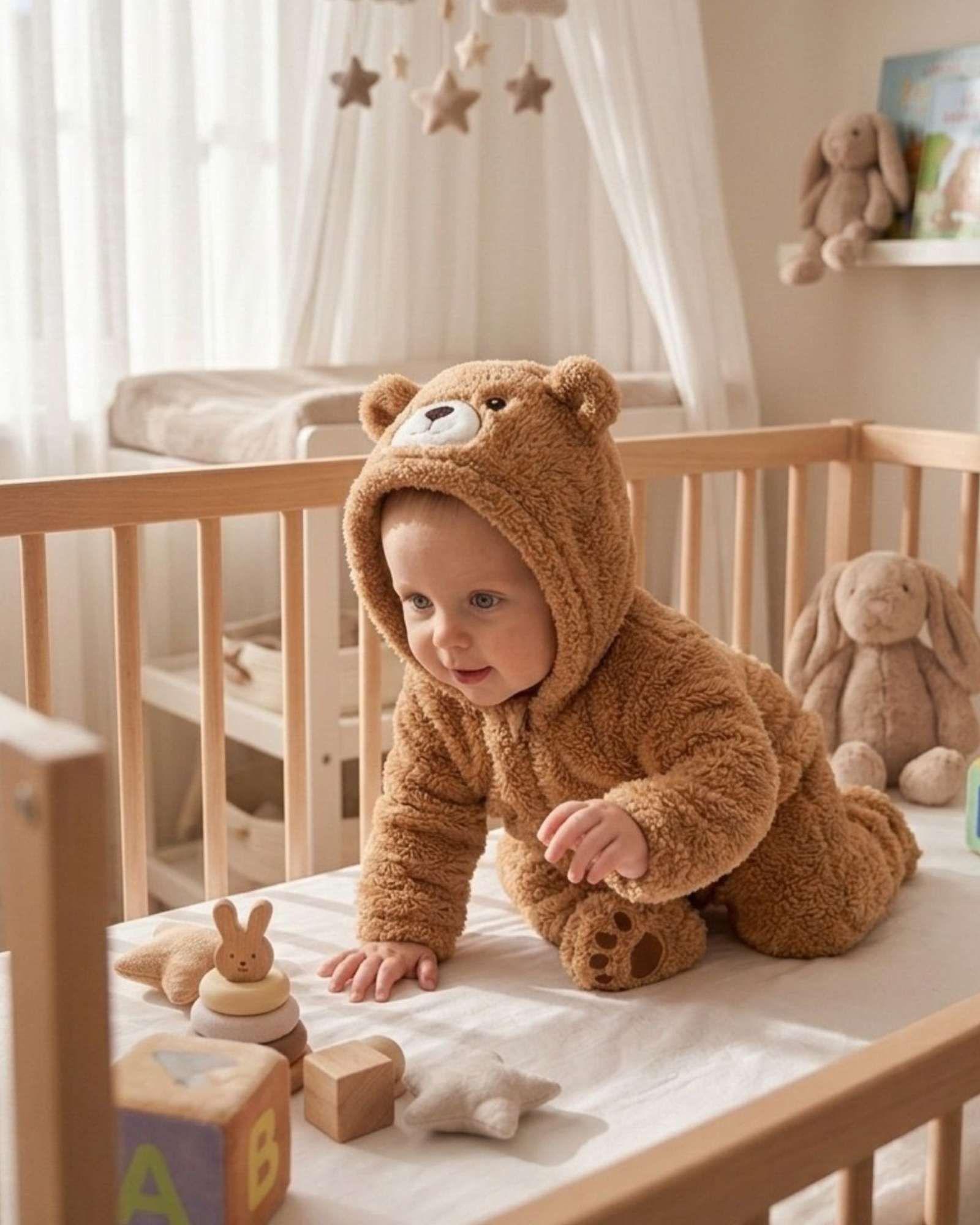 Pijama Osito Peluche Bebé Enterito Térmico Acolchado Invierno A02-3