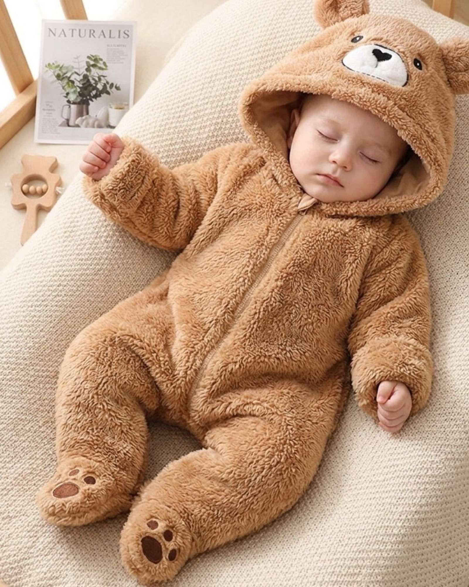 Pijama Osito Peluche Bebé Enterito Térmico Acolchado Invierno A02-4