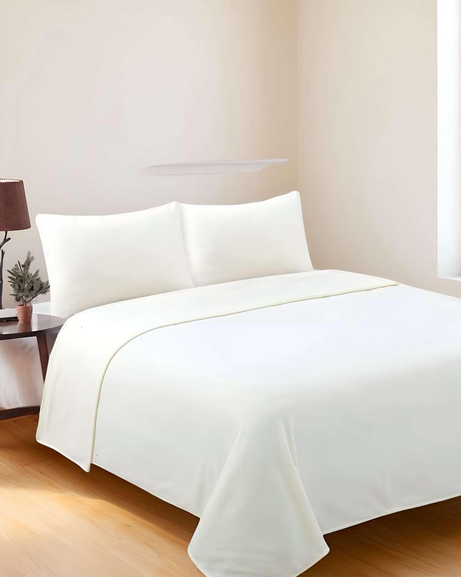Juego de Sábana de Polar Ultra Suave Máxima Calidez Blanca Plaza y Media-2