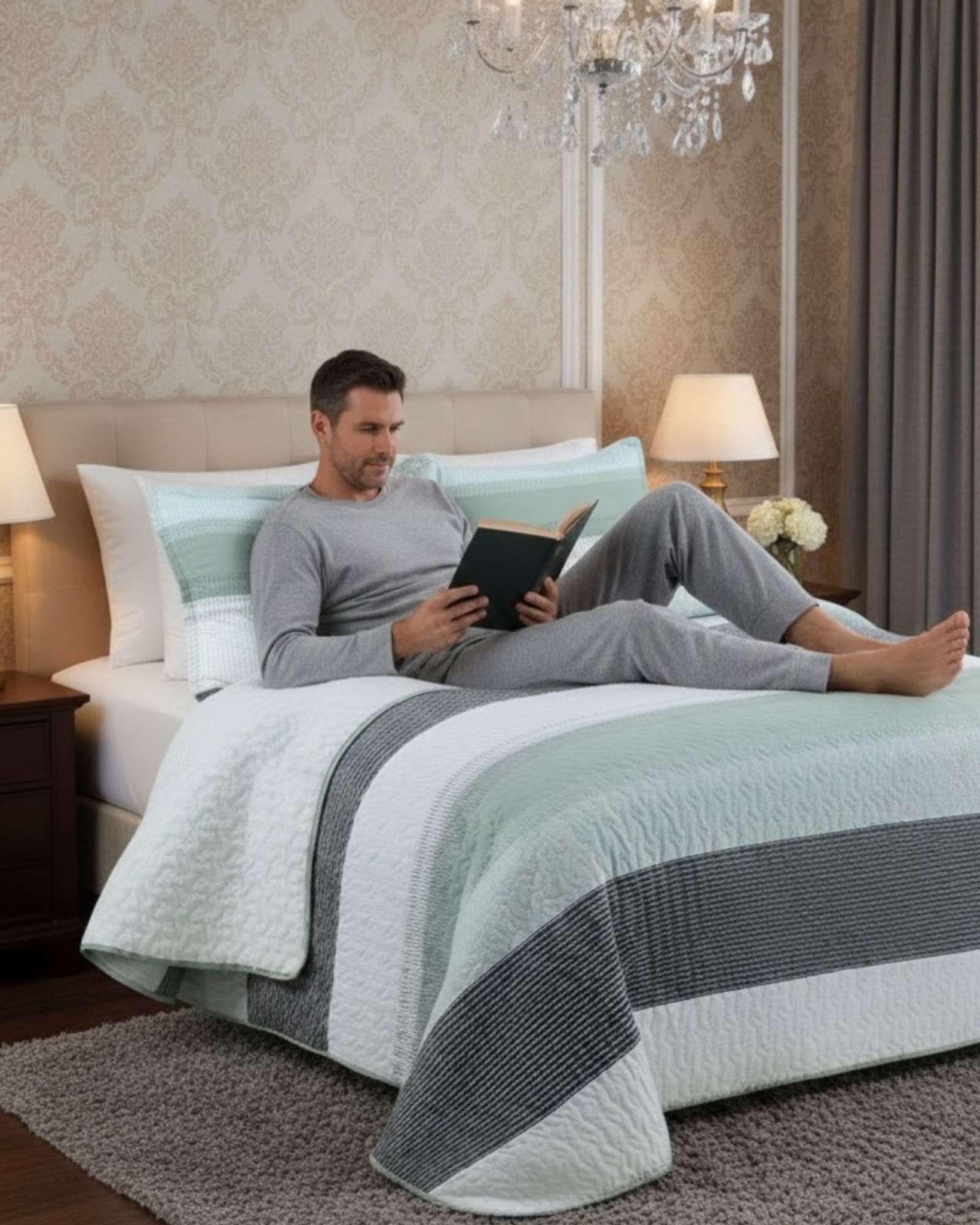 COBERTOR COLCHA QUILT SHERPA KING MEDIDA 250X270 CM C10-2