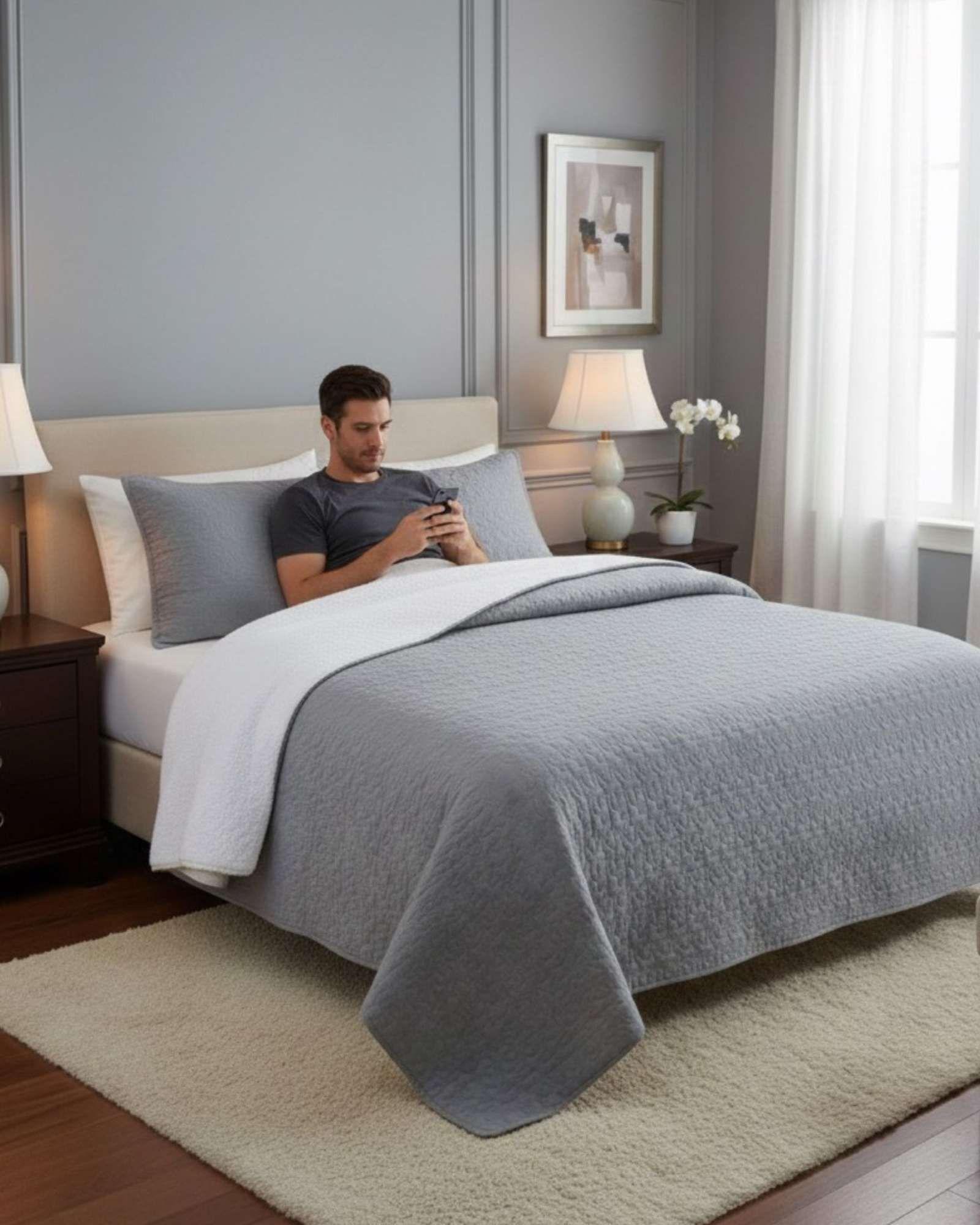 CUBRECAMA QUILT SHERPA PLAZA Y MEDIA 180 X 230 CM A12-1