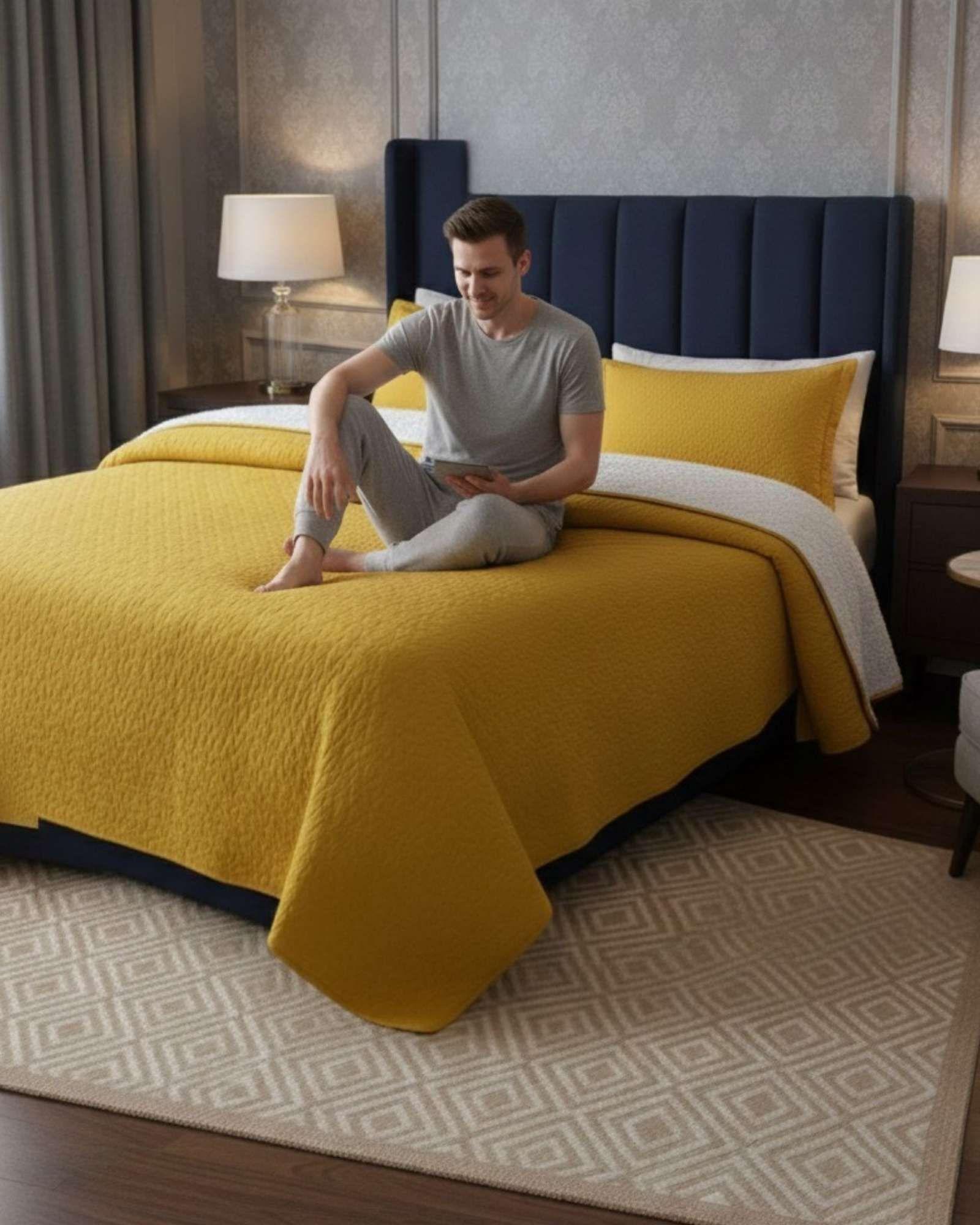 COBERTOR COLCHA QUILT SHERPA KING MEDIDA 250X270 CM C07-1