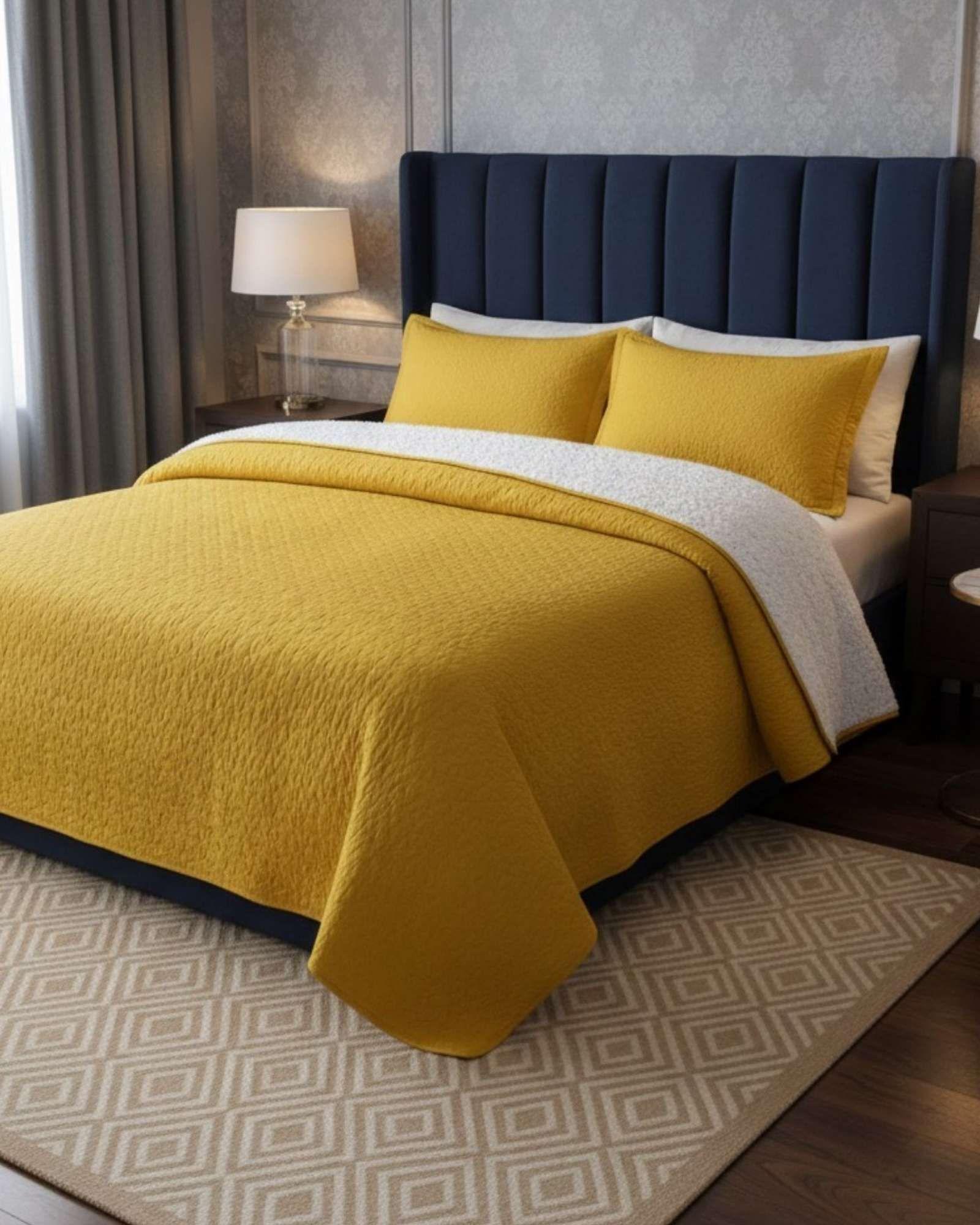 COBERTOR COLCHA QUILT SHERPA KING MEDIDA 250X270 CM C07-2