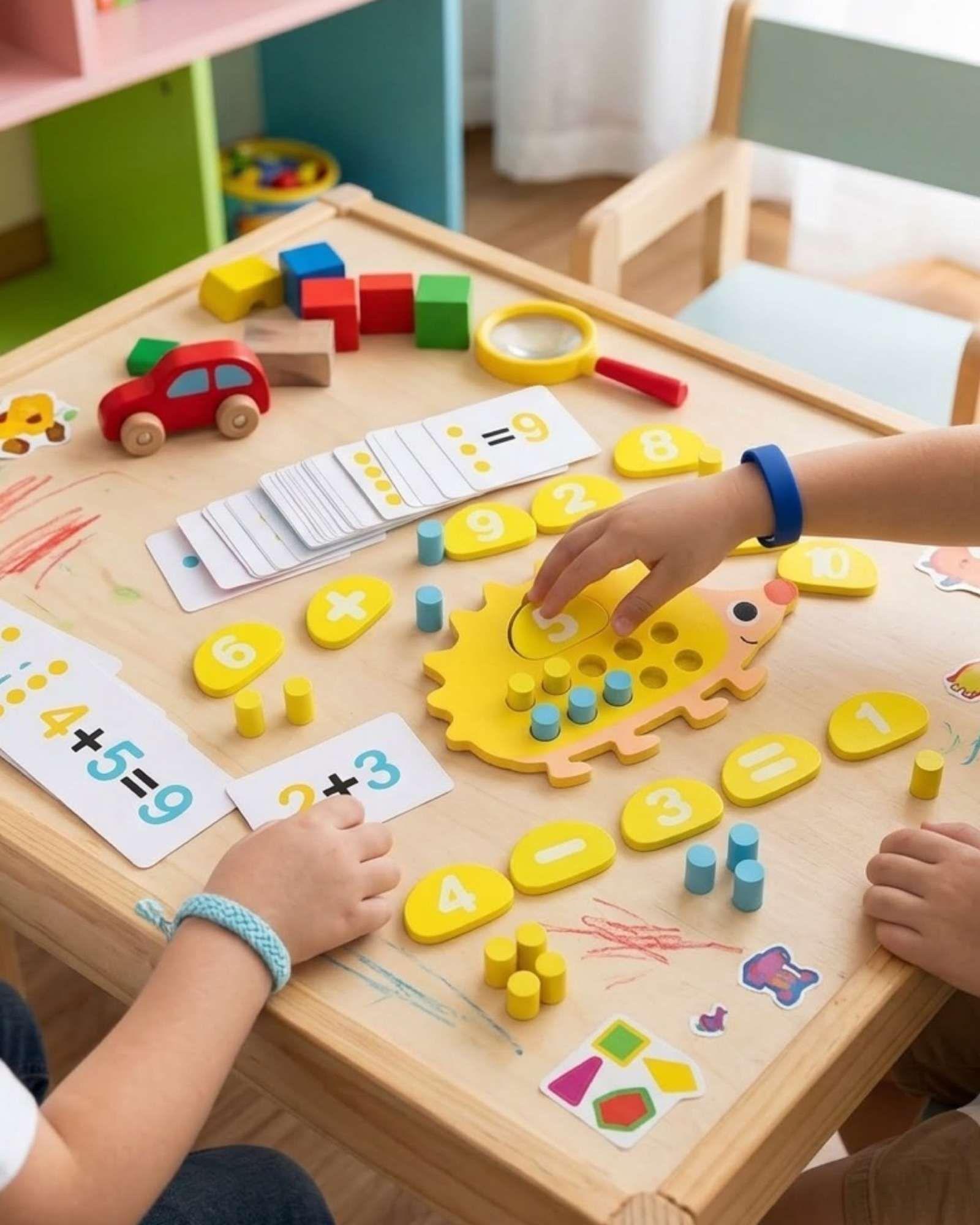 Juego Sensorial Erizo con Números y Cálculo para Niños-1