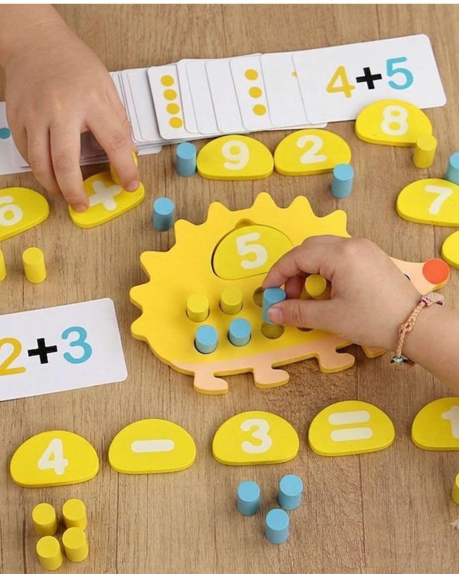 Juego Sensorial Erizo con Números y Cálculo para Niños-2