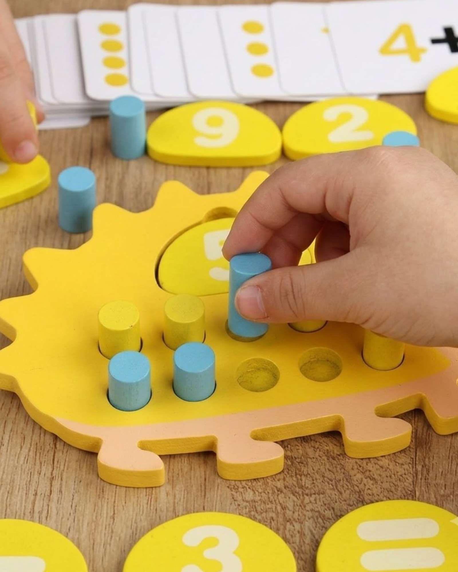 Juego Sensorial Erizo con Números y Cálculo para Niños-3