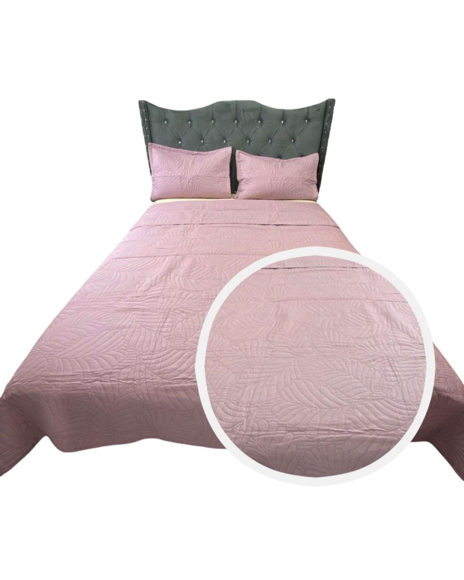 CUBRECAMA QUILT DE LUJO VERANO 2 PLAZA ROSA-0