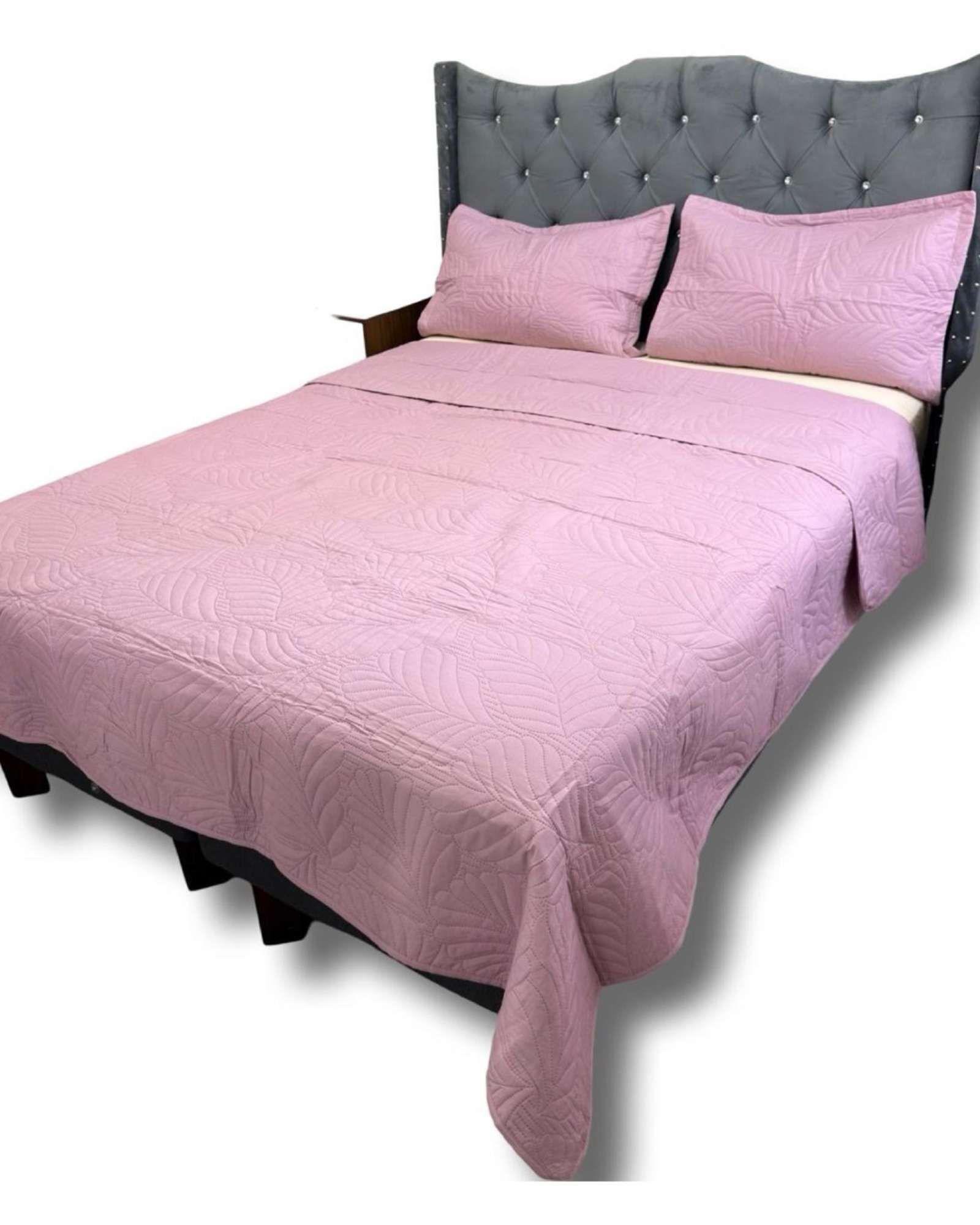 CUBRECAMA QUILT DE LUJO VERANO 2 PLAZA ROSA-1