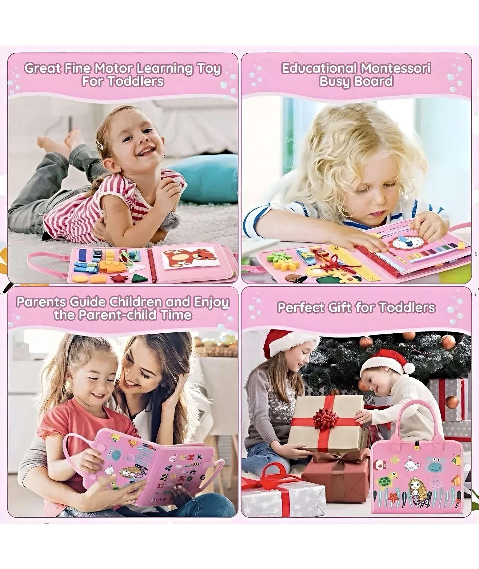 Tablero Sensoriales Interactivo Montessori Juego Educativo Rosa-3