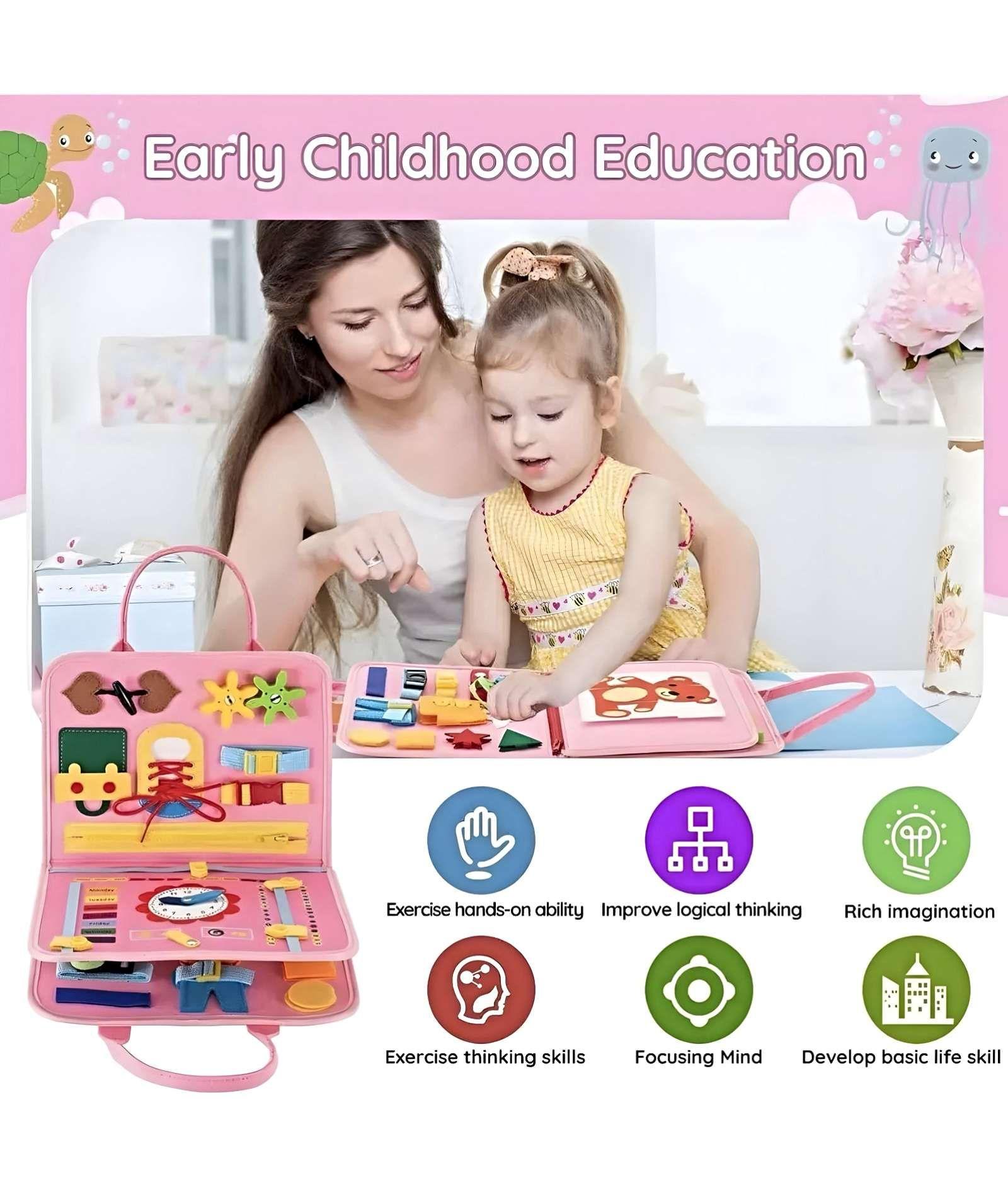 Tablero Sensoriales Interactivo Montessori Juego Educativo Rosa-4