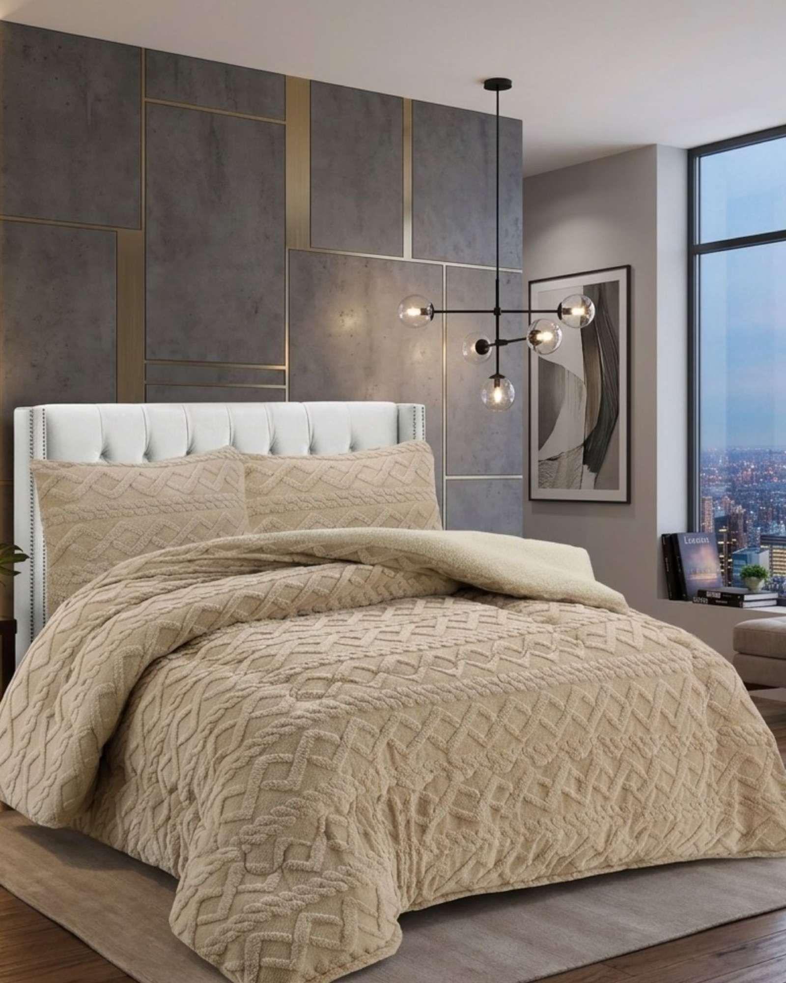 Juego de Cubrecama Sherpa con Relieve Trenzado  King A08-2